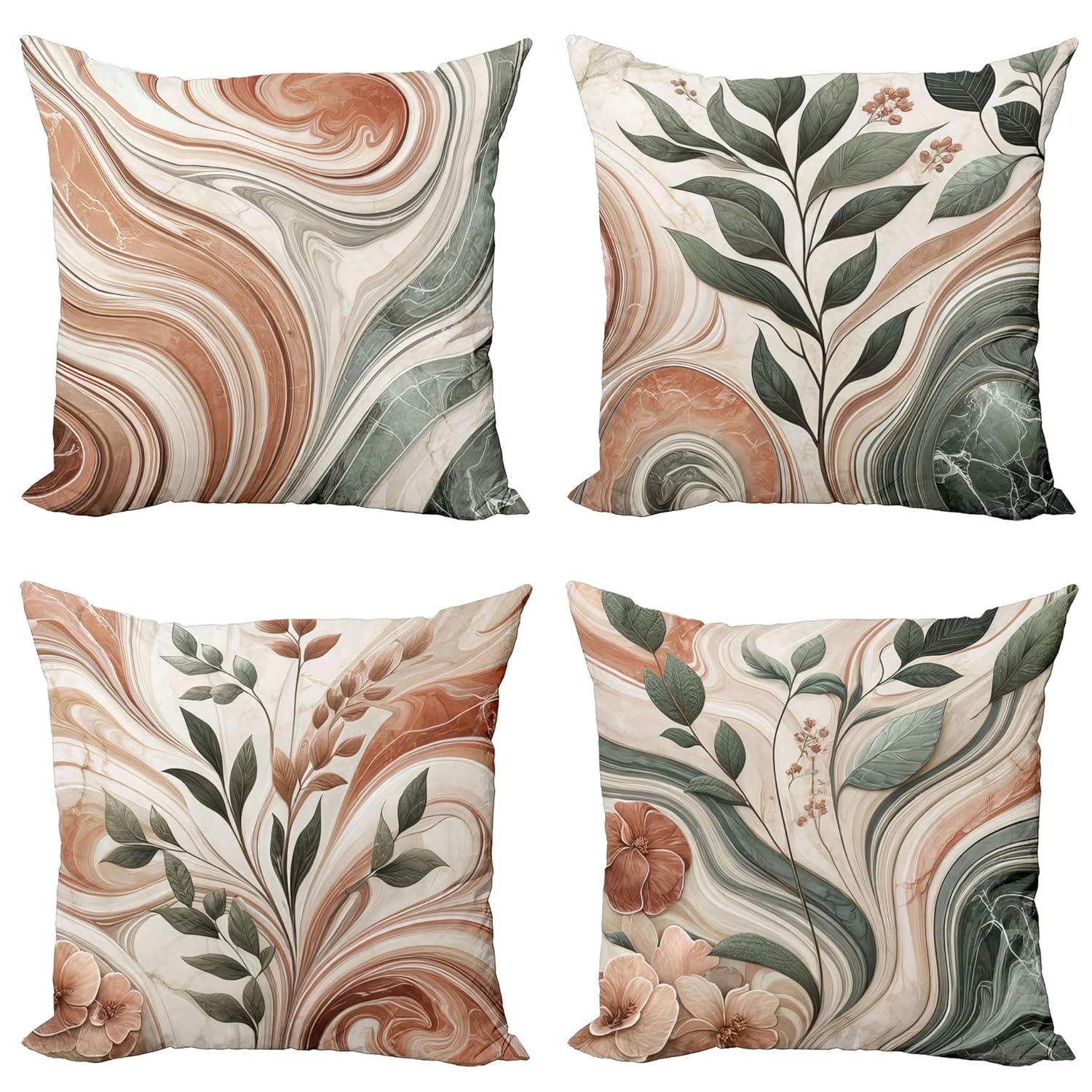 Ambesonne Floral Indoor/Outdoor Pillow Cover (Set of 4)