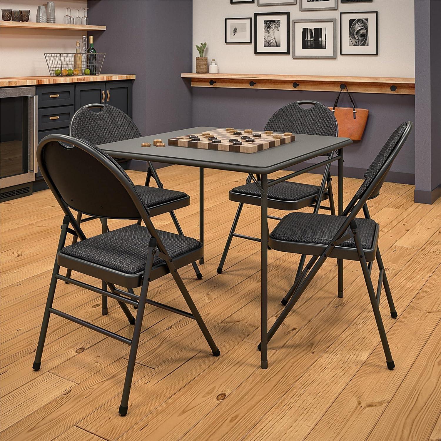 COSCO COSCO Commercial XL Comfort Fabric Padded Metal Folding Chair, Triple Braced (Set of 4)