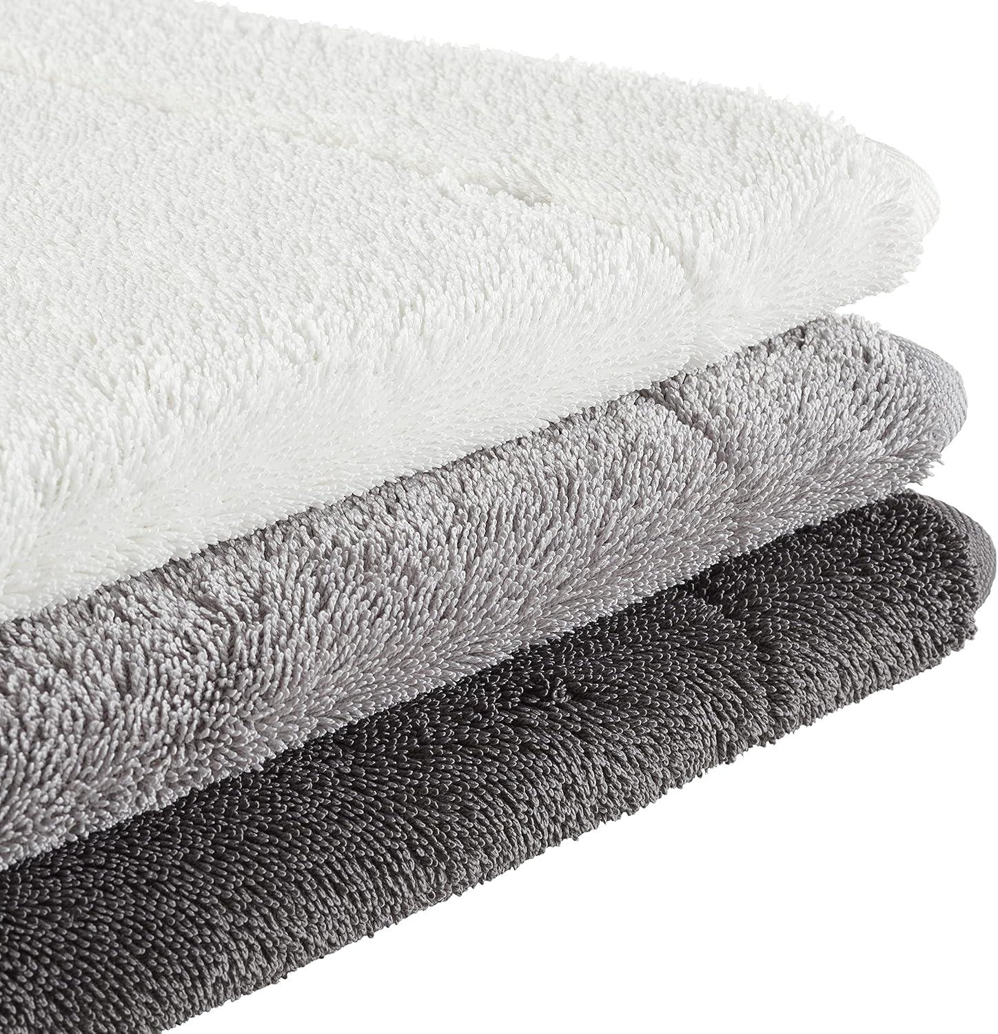 Terry Bath Mats, Set of 2 Memory Foam Bath Rugs, Non-Slip, 100% Polyester, Premium Bathroom Decor, Machine Washable, Measures 17 in. x 24 in. / 20 in. x 32 in., Light Gray