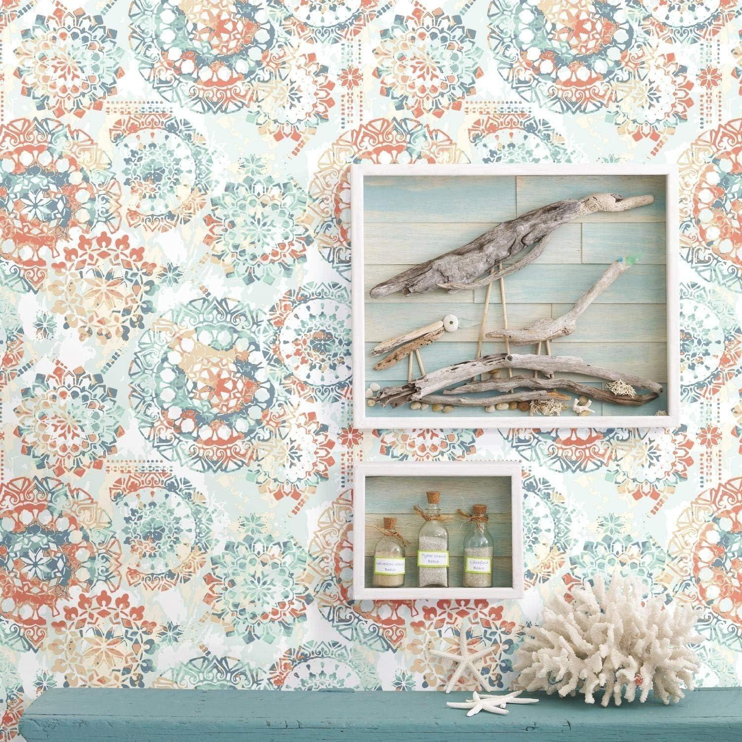 RoomMates Bohemian Peel & Stick Wallpaper Orange/Blue