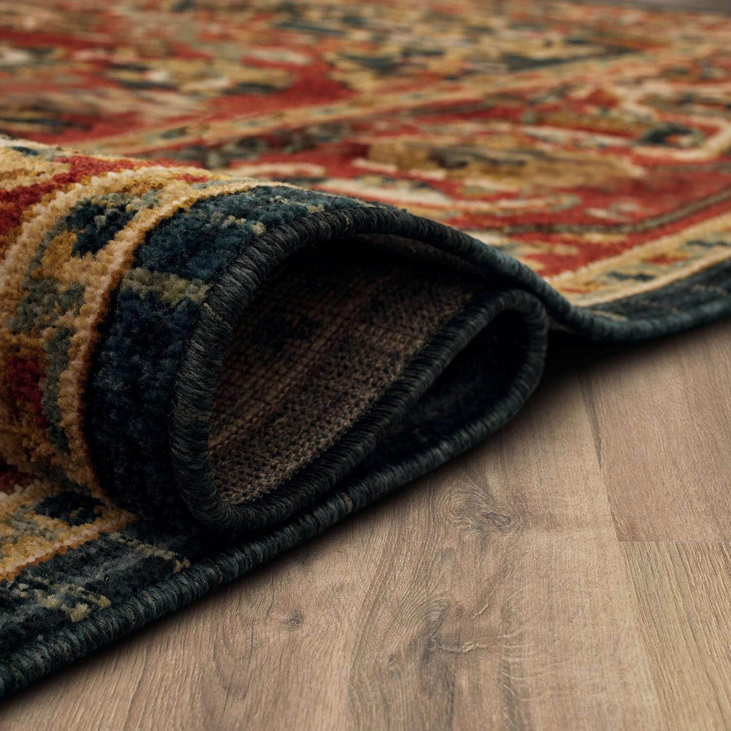 Bilpass Red and Beige Synthetic Medallion 4' x 6' Area Rug