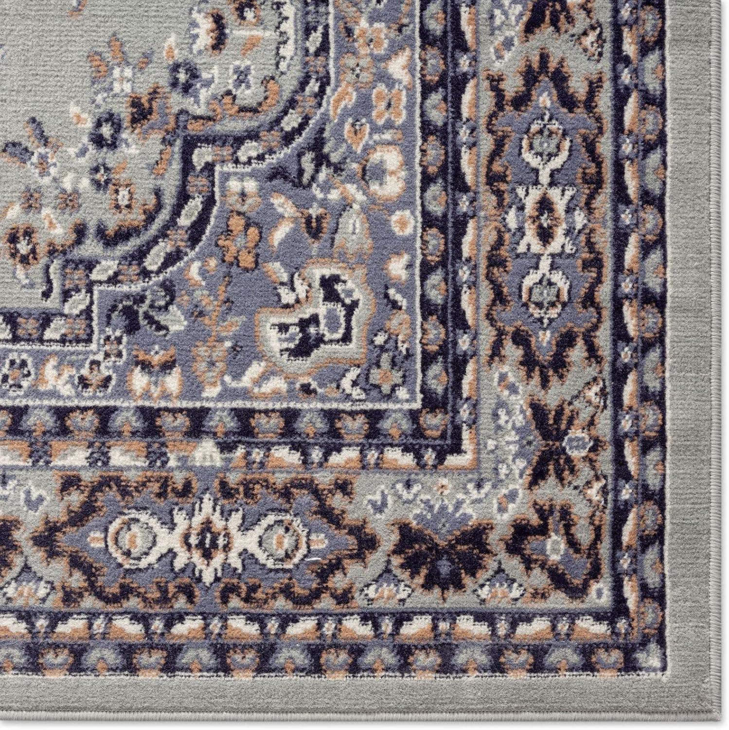 Elysian Gray/Blue Tufted Rectangular Synthetic Area Rug Set