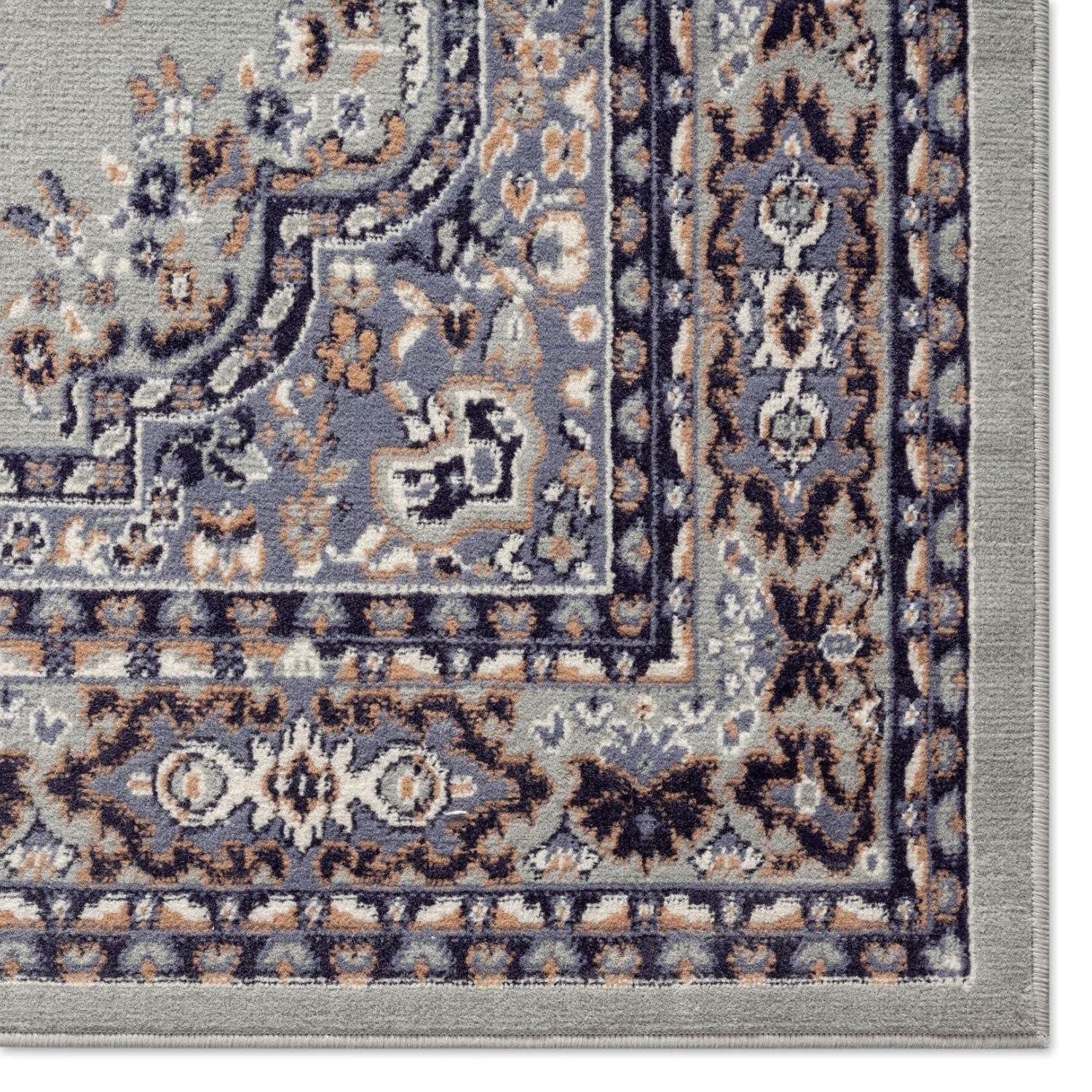 Home Dynamix Ariana Ksara Traditional Medallion Border Area Rug, Grey/Blue, 3-Piece Set