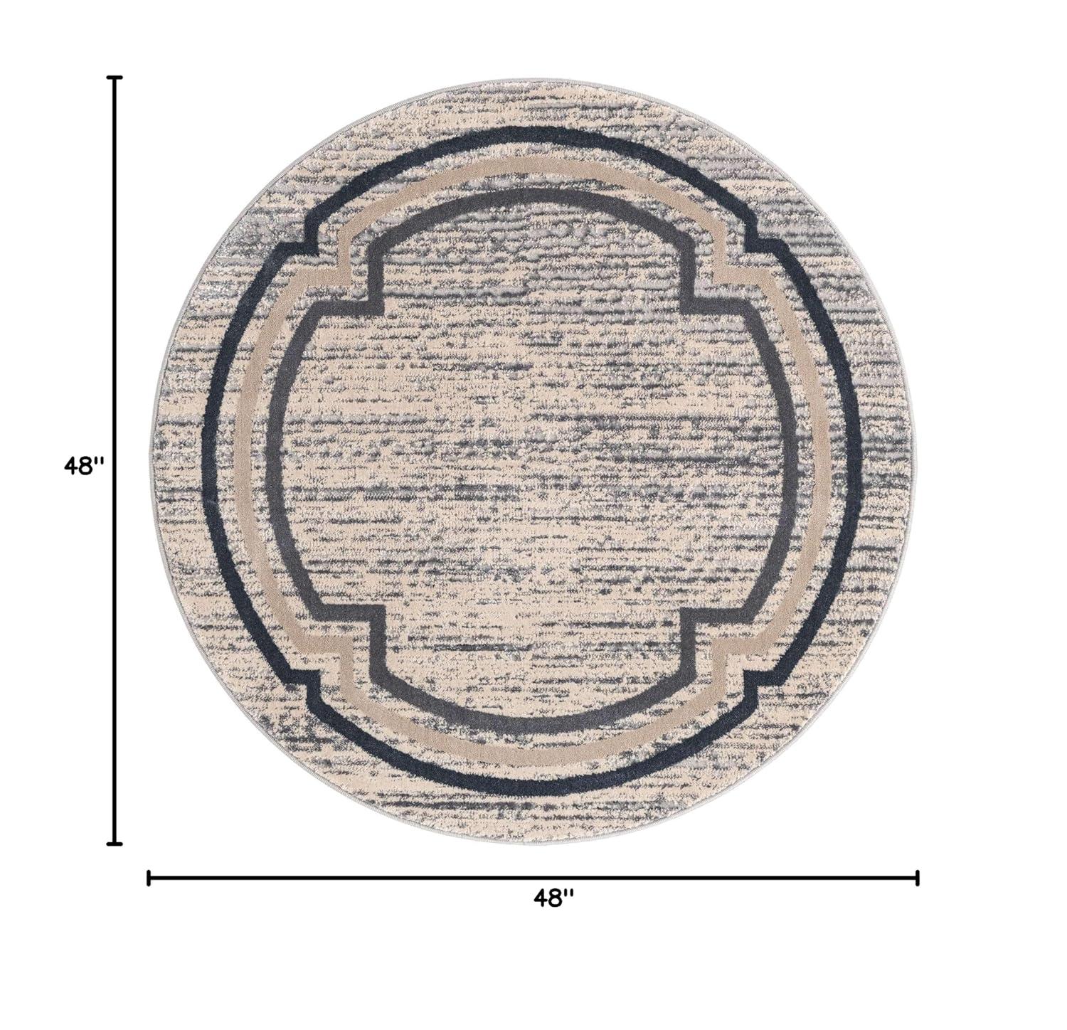 Unique Loom Oasis Collection Area Rug - Fountain (4'  Round Gray/Ivory)