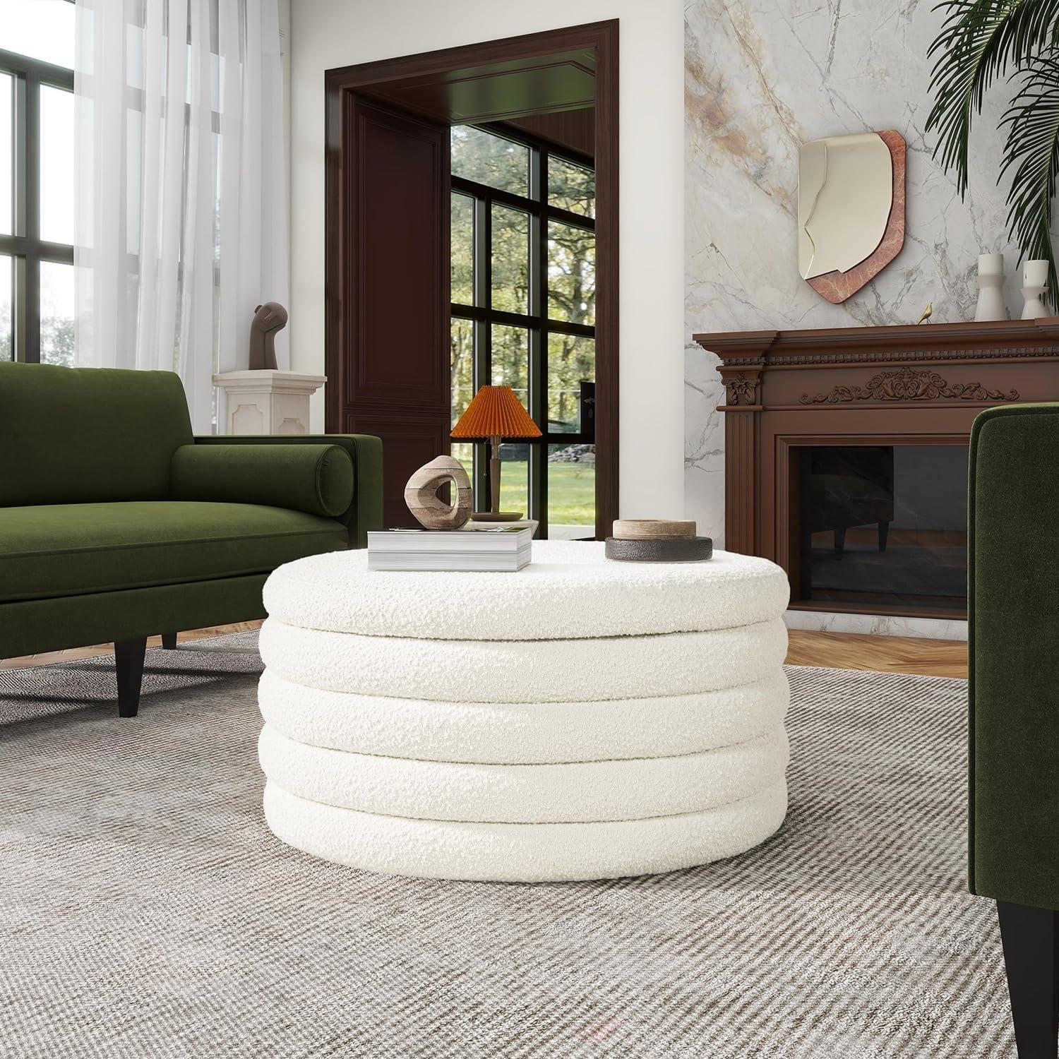 Jennifer Taylor Home Fuji 19 inch  Oversized Round Storage Ottoman