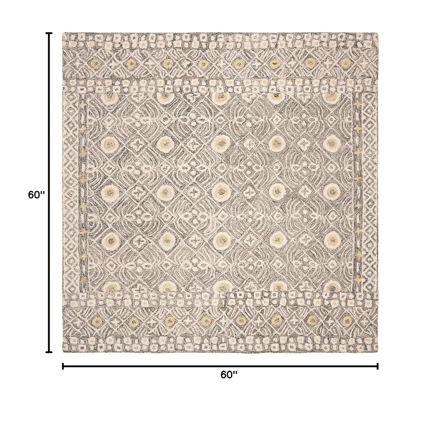 Micro-Loop MLP801 Hand Tufted Indoor Area Rug - Charcoal/Ivory - 5'x5' - Safavieh
