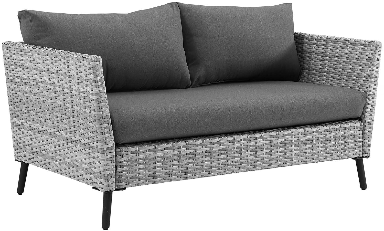 2pc Richland Outdoor Patio Loveseat and Coffee Table Set - Gray - Crosley