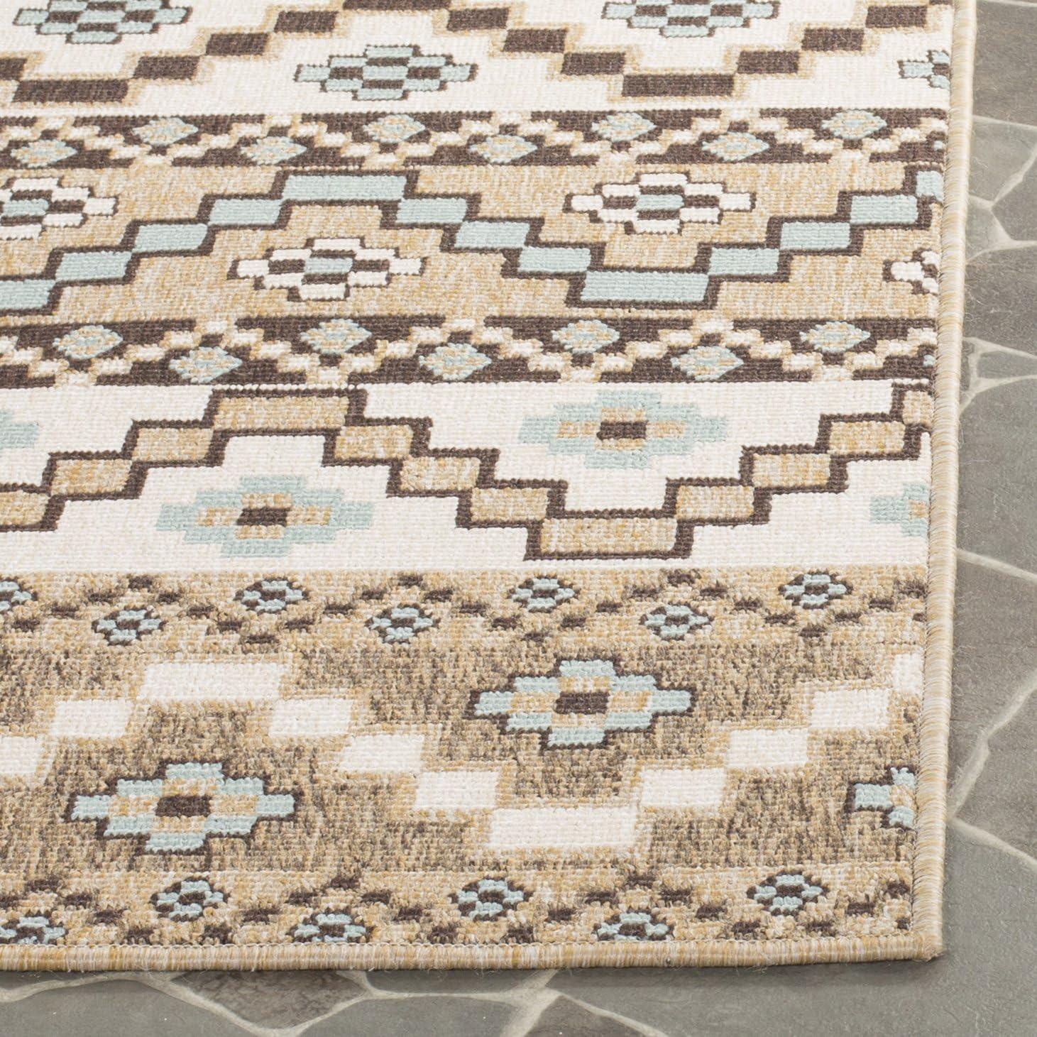 Veranda VER095 Power Loomed Indoor and Outdoor Area Rug - Creme/Brown - 5'3"x7'7" - Safavieh.