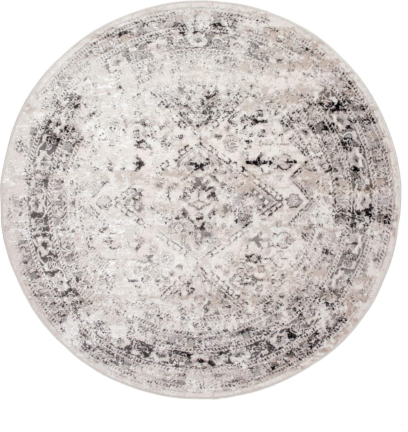 Nuloom Madisson Medallion 5 Round Indoor Area Rug for Living Room Bedroom Dining Room Kitchen, Grey/Ivory