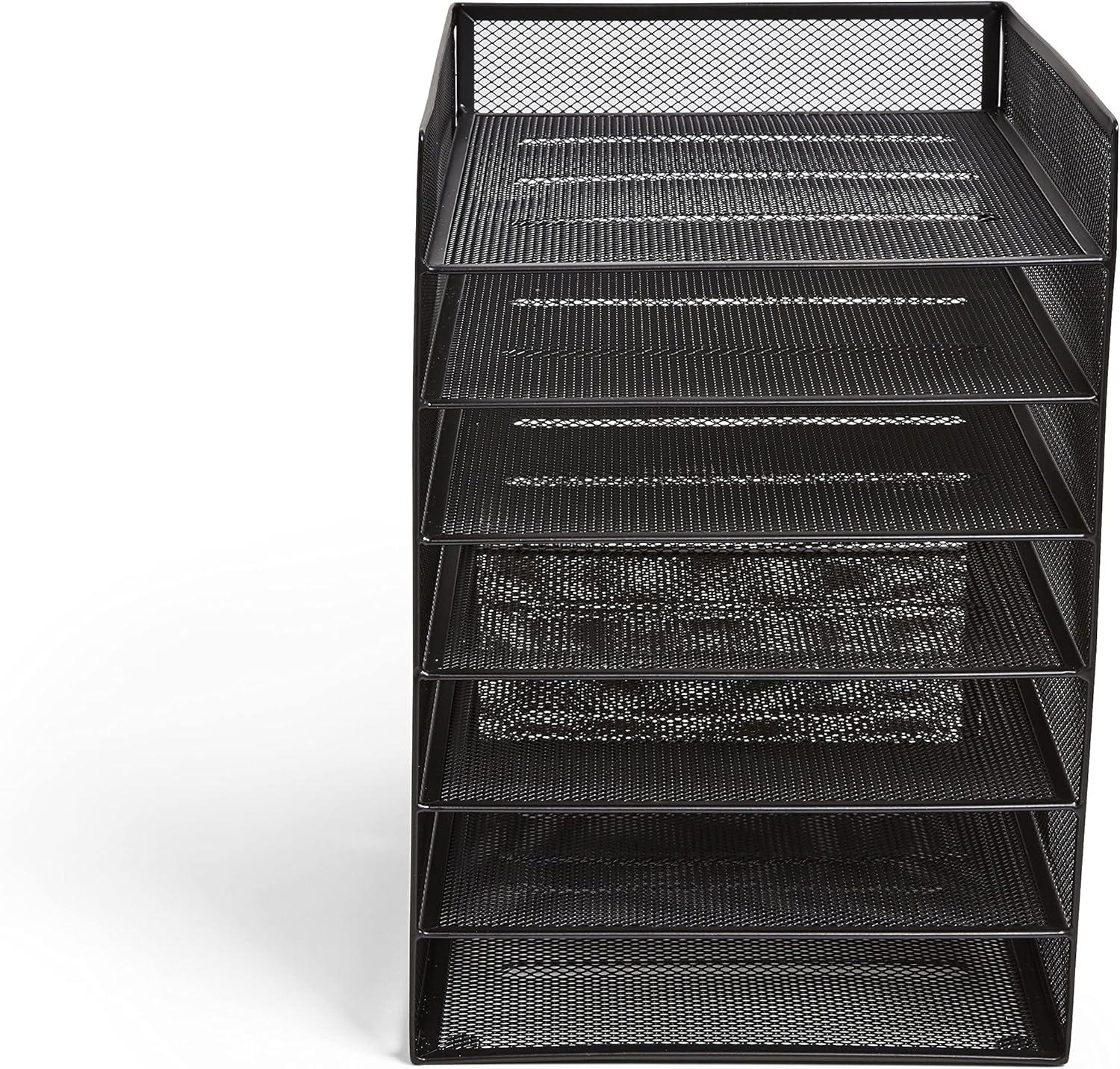 TRU RED 6 Compartment Wire Mesh File Organizer Matte Black TR57565-CC