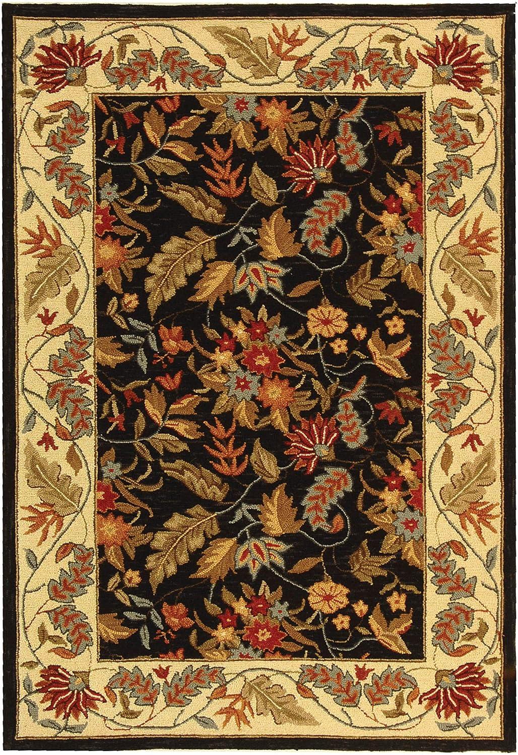 SAFAVIEH Chelsea Alaia Floral Wool Area Rug, Black, 3'9" x 5'9"