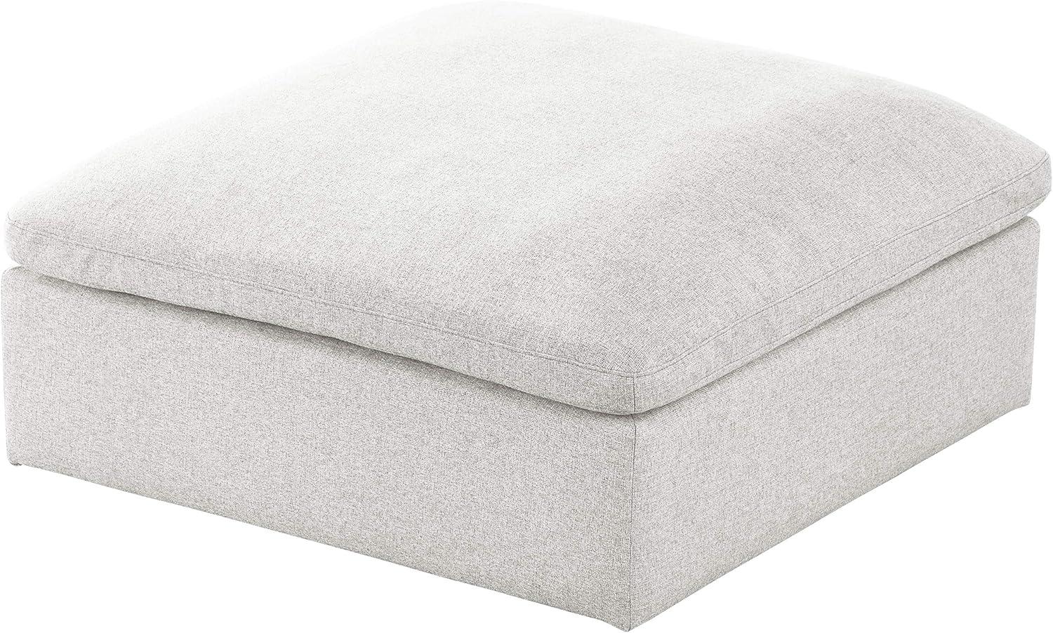 Serene Cream Linen Fabric Cloud-Like Comfort Ottoman