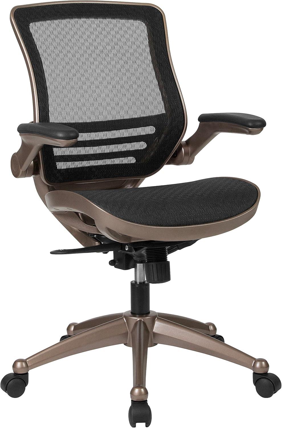 Flash Furniture Mid-Back Transparent Mesh Executive Swivel Office Chair with Flip-Up Arms