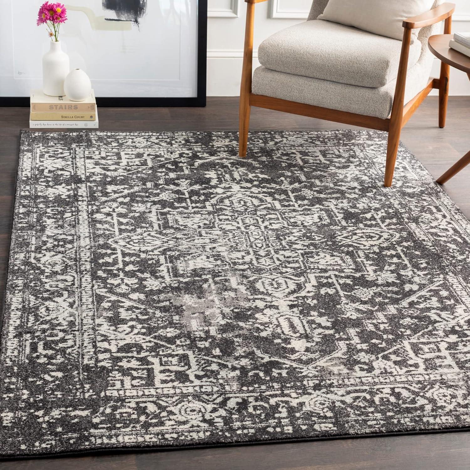 Demeter Classic Black Rectangular Area Rug, 7'10" x 10'3"