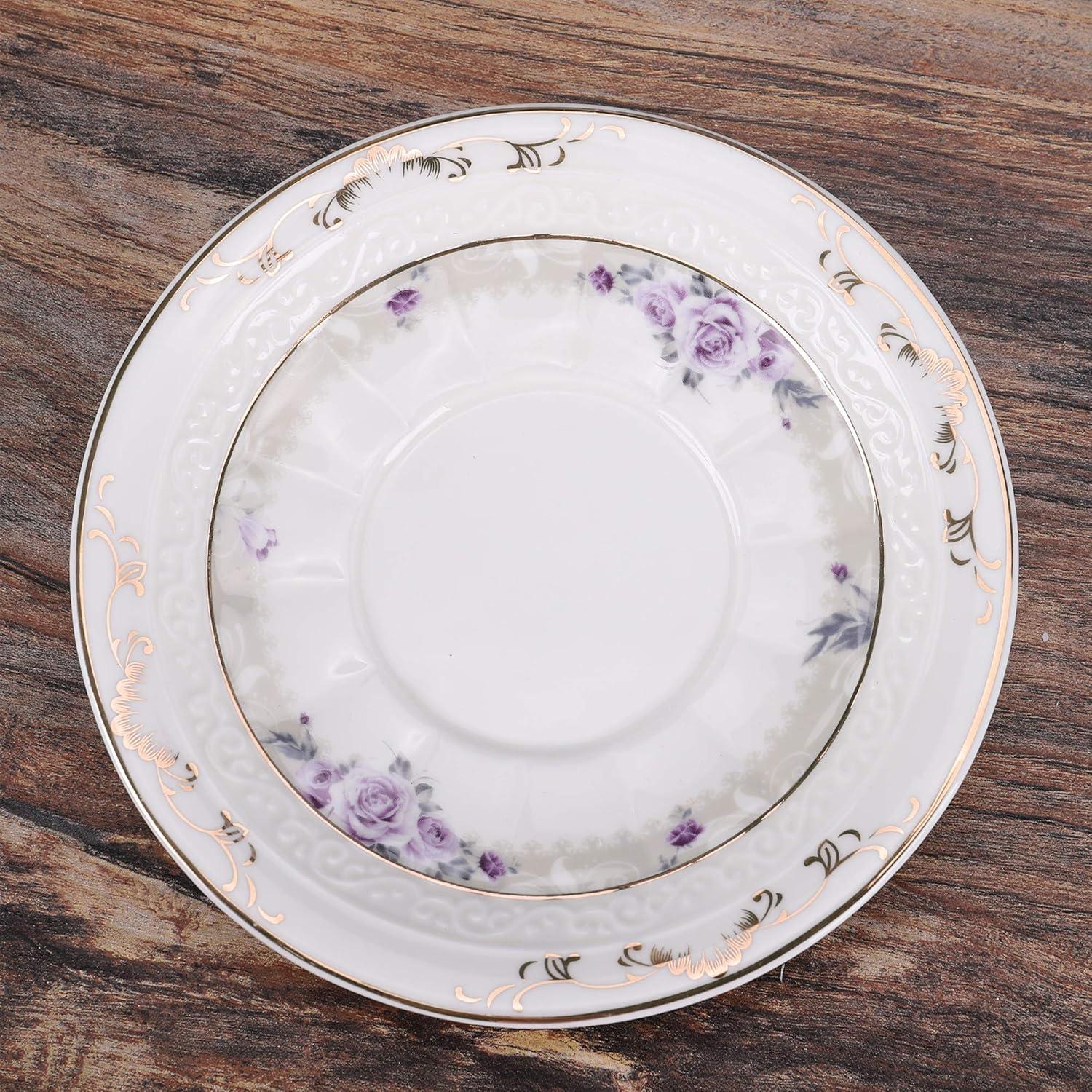 Elegant Purple Rose Porcelain Tea Set with Gold Trim