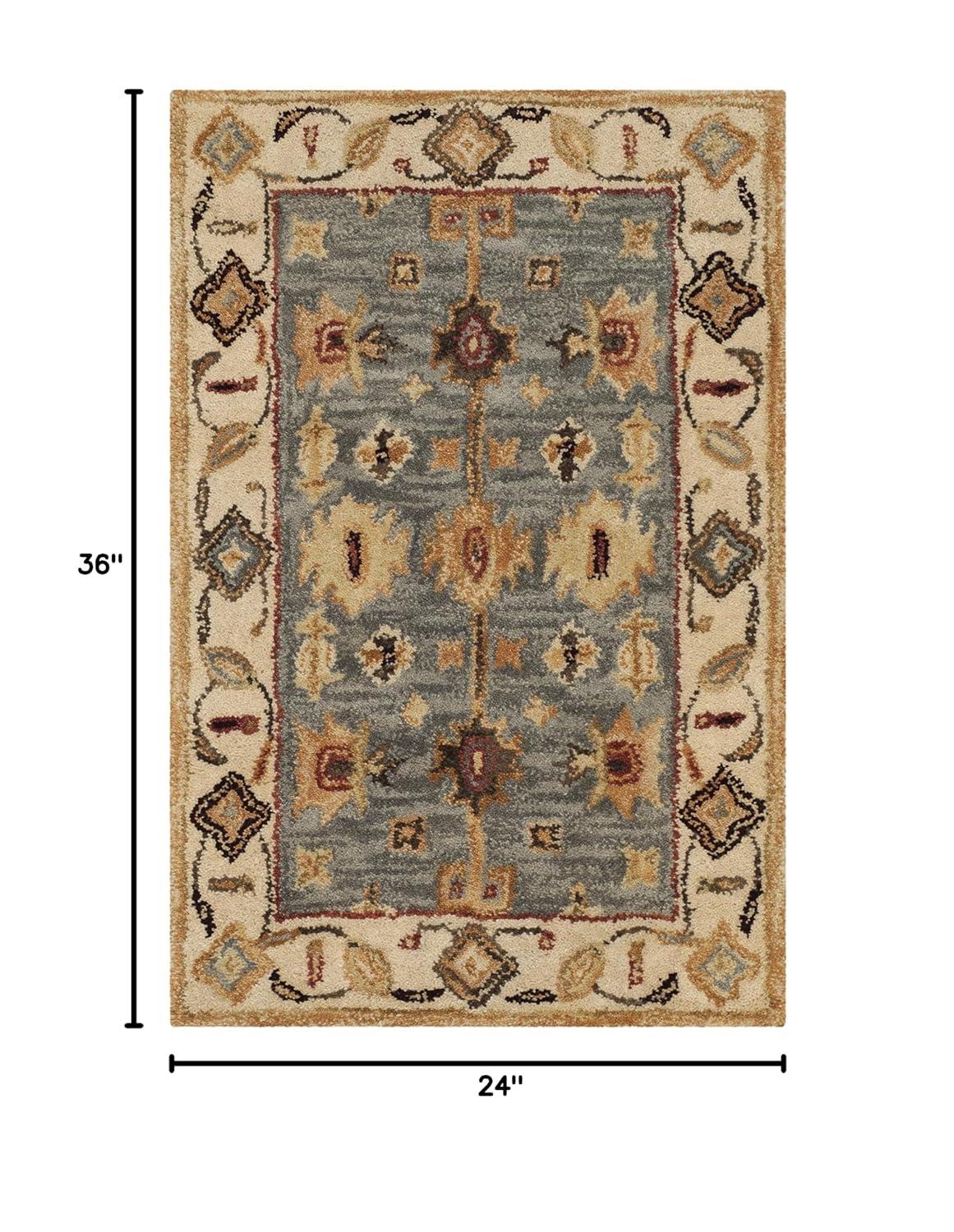 Antiquity AT847 Hand Tufted Area Rug - Blue/Ivory - 5'x8' - Safavieh.