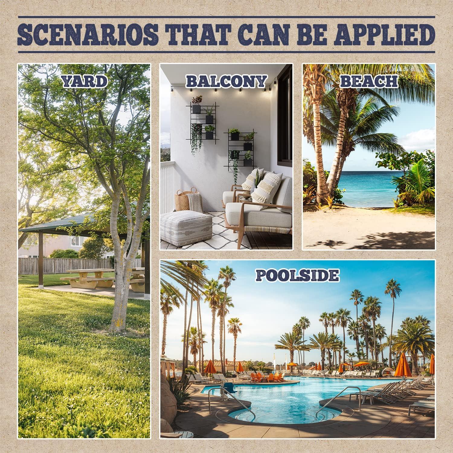 FDW Beach Sling Patio Chair for Relaxing, Foldable with Adjustable Height Made from Eucalyptus Wood with White Polyester,Khaki