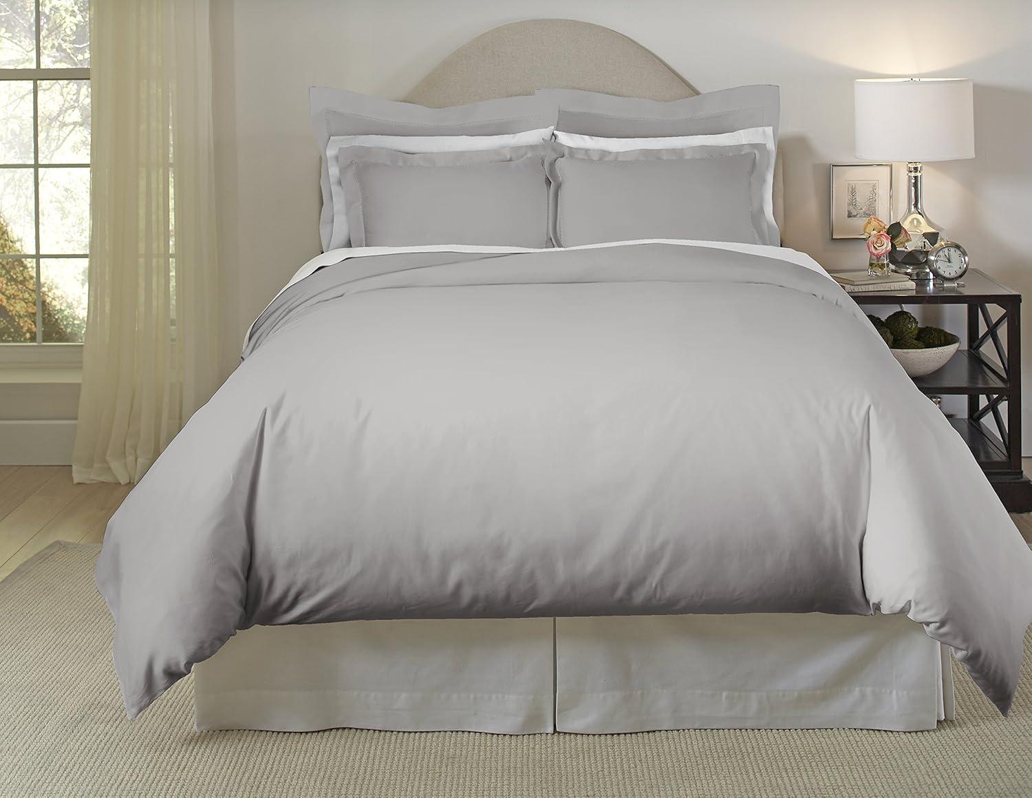 Grey Full/Queen Cotton 3-Piece Duvet Cover Set