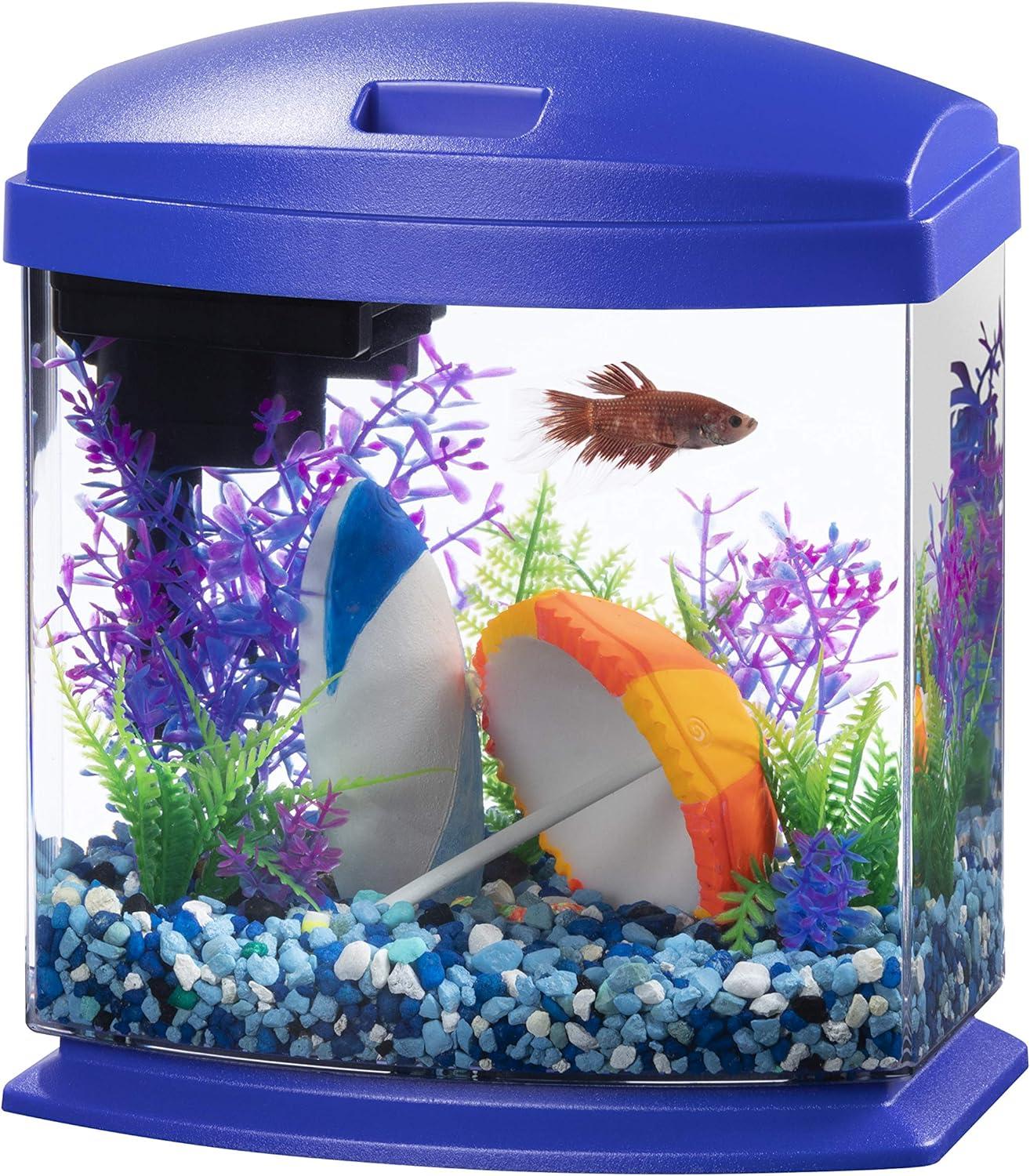 TiaGOC LED MiniBow Small Aquarium Fish Kit with SmartClean Technology, Blue, 1 Gallon