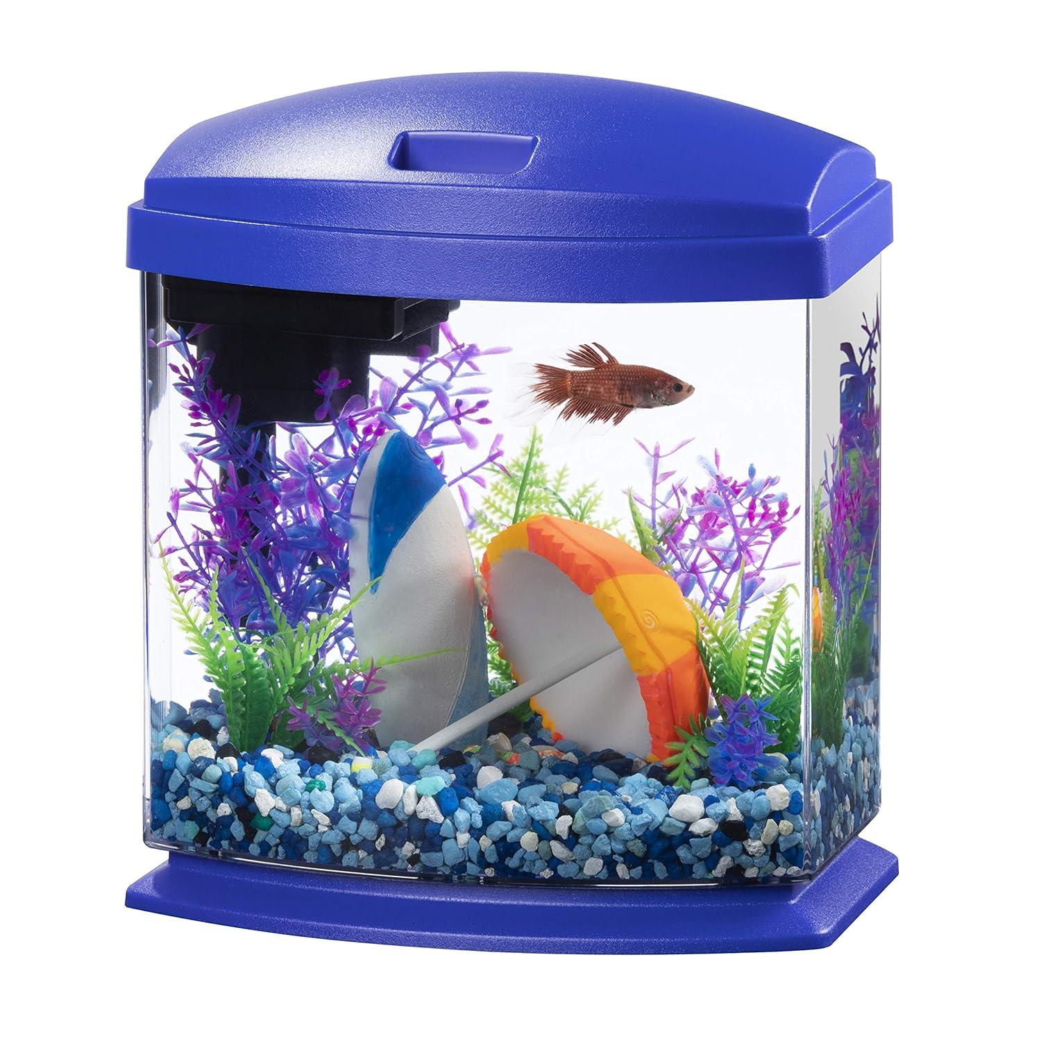 TiaGOC LED MiniBow Small Aquarium Fish Kit with SmartClean Technology, Blue, 1 Gallon