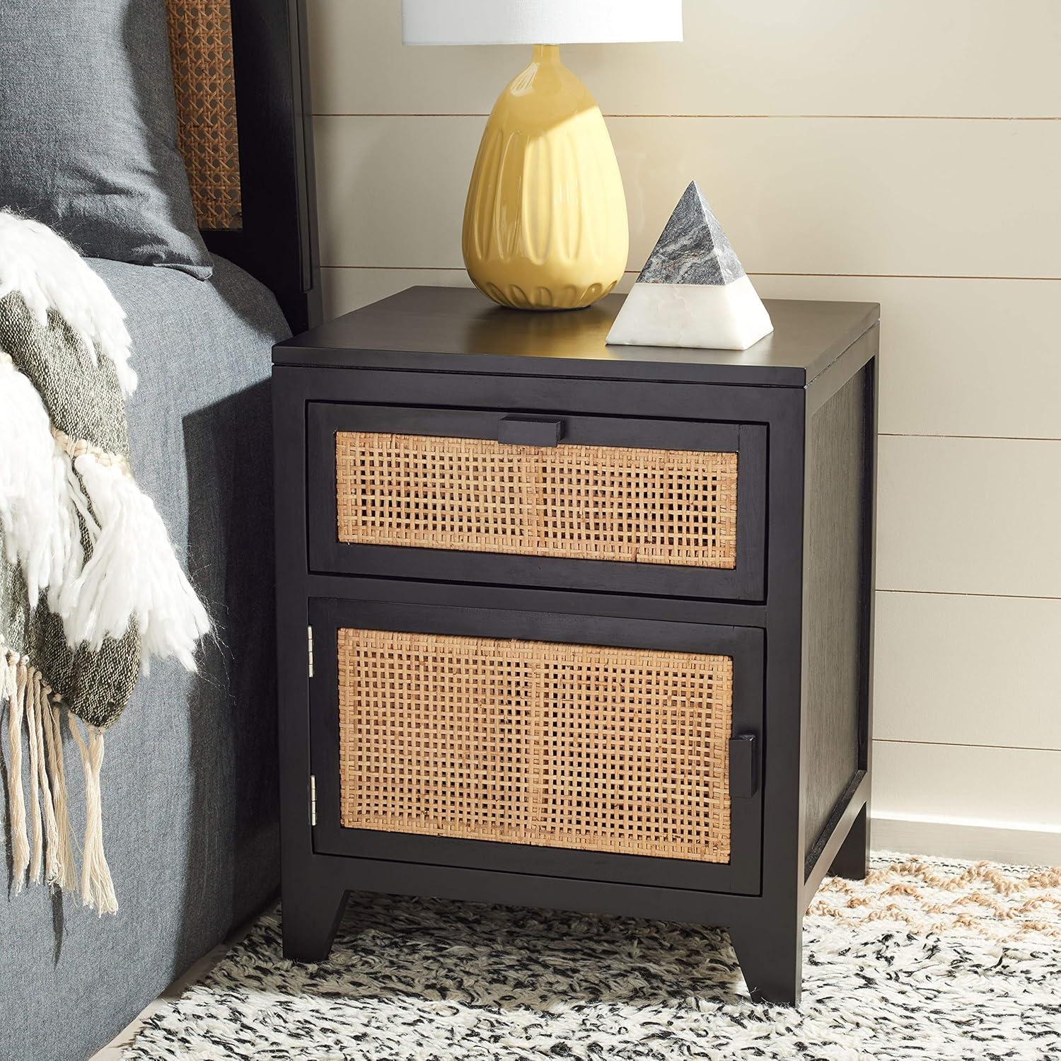 Miya 1 Drawer Nightstand - NST5012 - Black/Natural - Safavieh