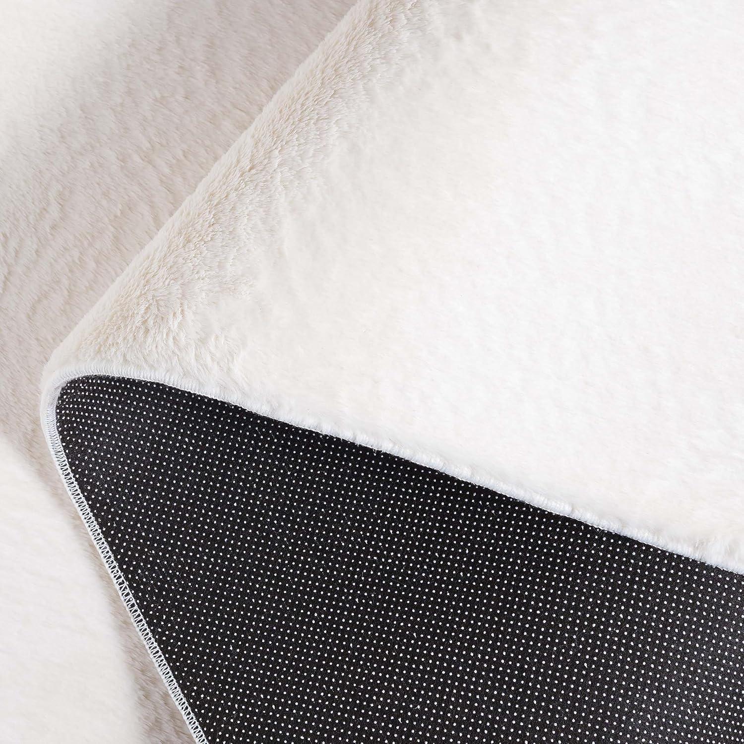 SAFAVIEH Faux Rabbit Fur Daven Solid Polyester Machine Washable Runner Rug, Ivory, 2'3" x 10'