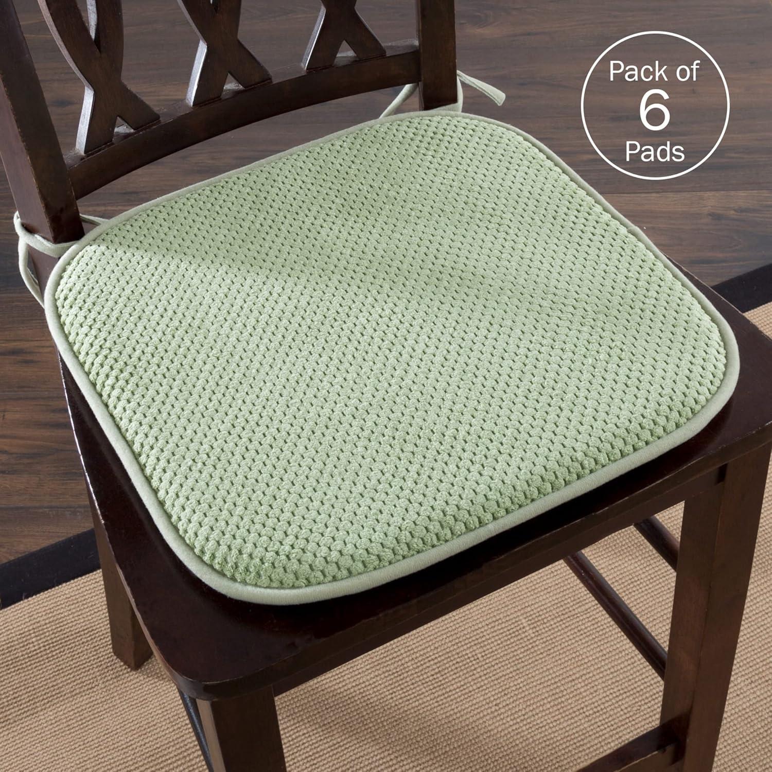 Green Memory Foam Square Dining Chair Cushions, 6-Pack