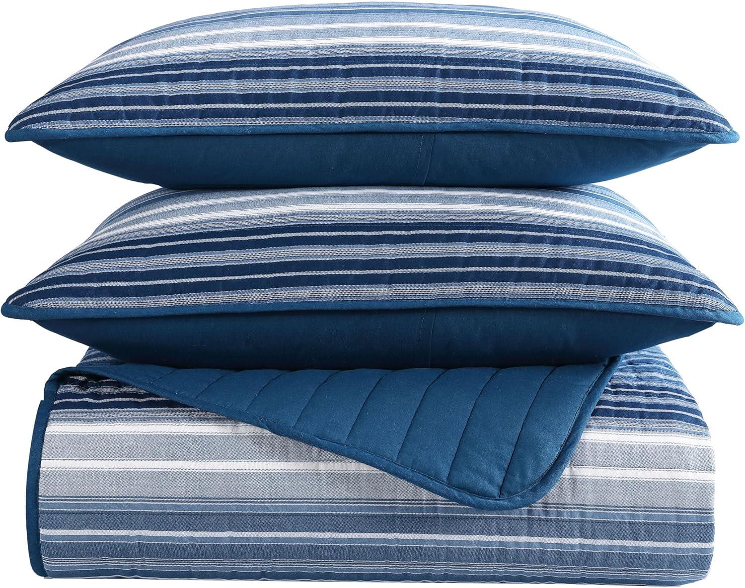 Nautica Coveside Cotton Reversible Blue Quilt Set