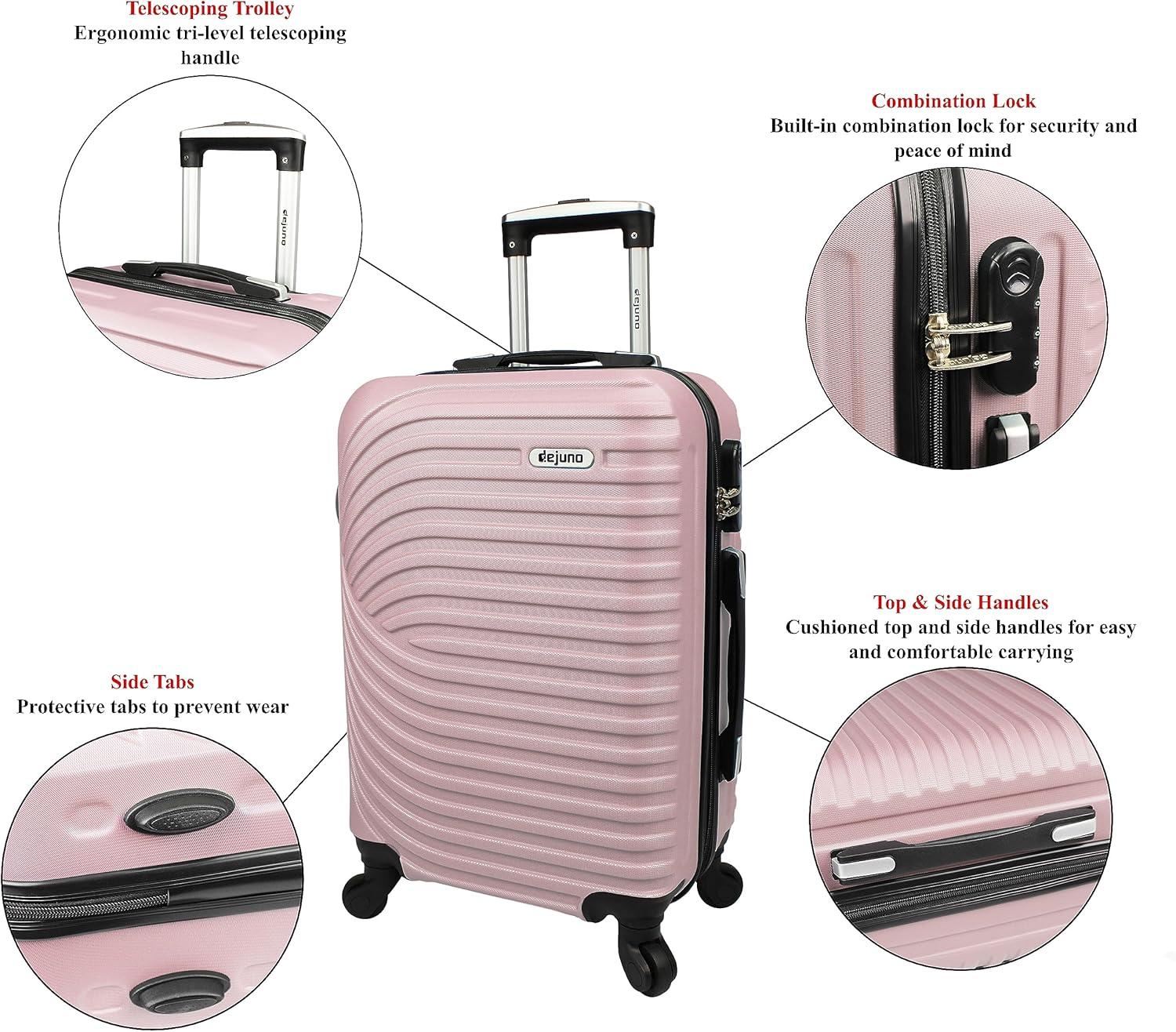 Dejuno Craft Hardside 3-Piece Spinner Luggage Set - Blush
