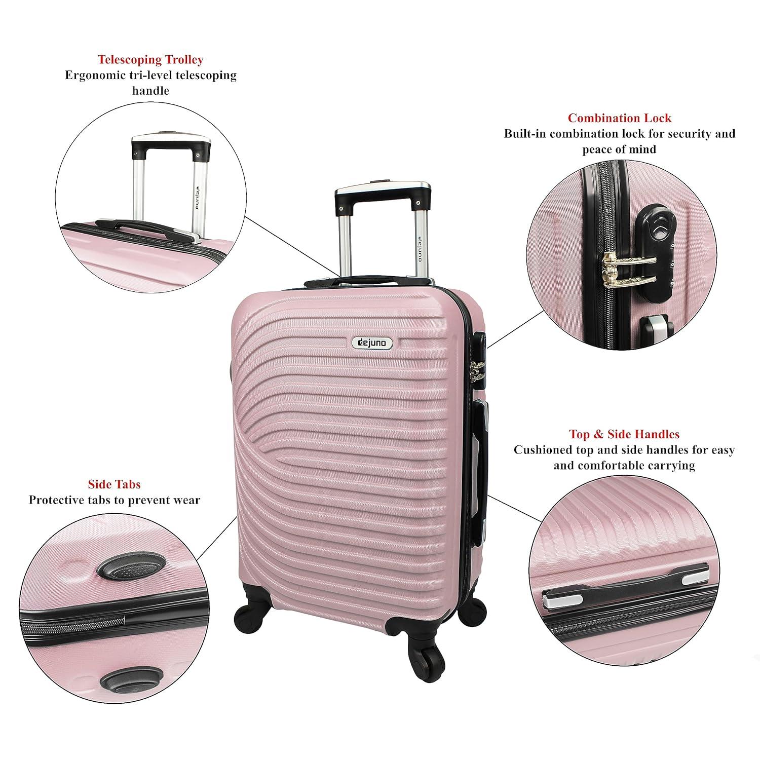 Dejuno Craft Hardside 3-Piece Spinner Luggage Set - Blush