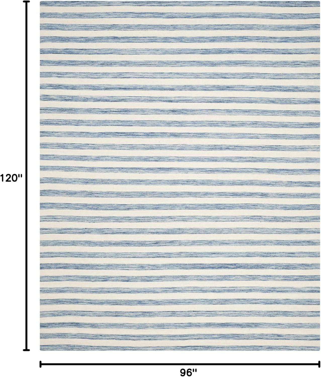 Dhurries DHU575 Hand Woven Flat Weave Area Rug Blue / Ivory 8' X 10' - Safavieh.