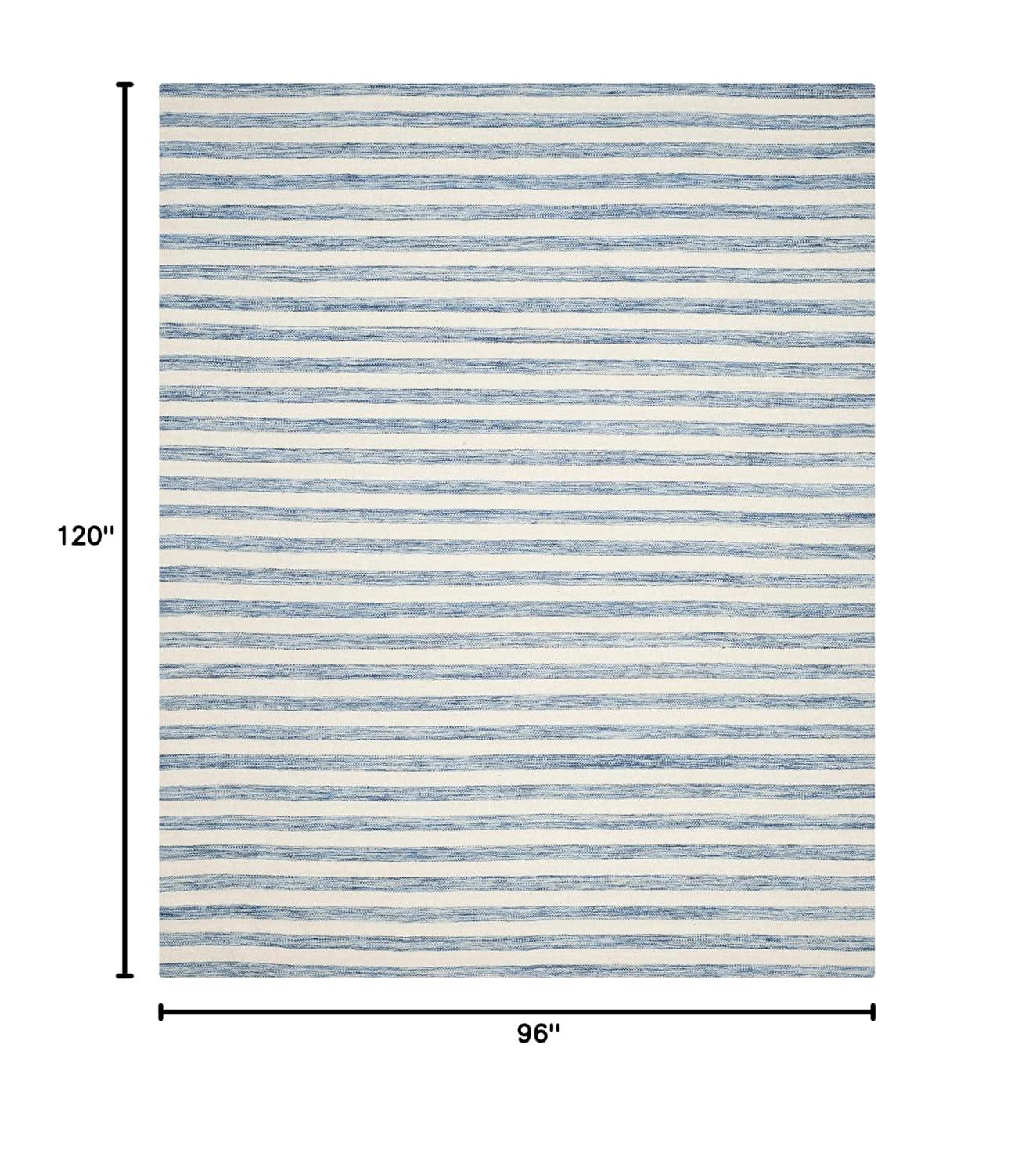 Dhurries DHU575 Hand Woven Flat Weave Area Rug Blue / Ivory 8' X 10' - Safavieh.