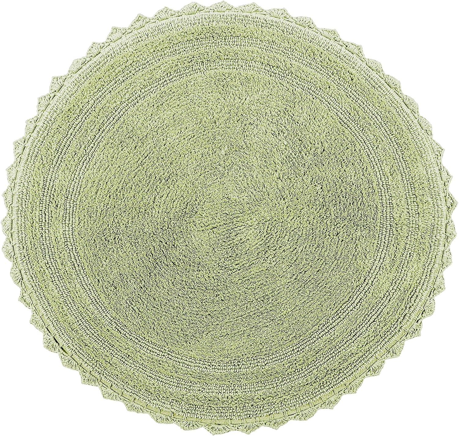 Better Trends Lilly Crochet 100% Cotton Tufted Reversible Bath Rug 30" Round - Sage
