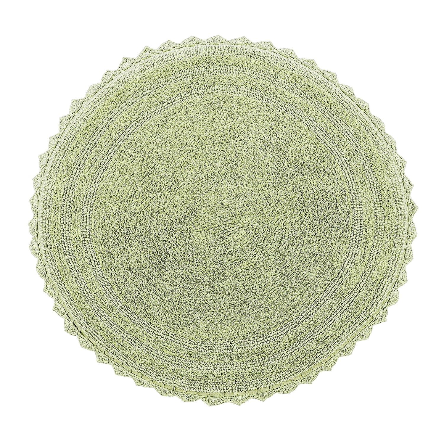 Better Trends Lilly Crochet 100% Cotton Tufted Reversible Bath Rug 30" Round - Sage