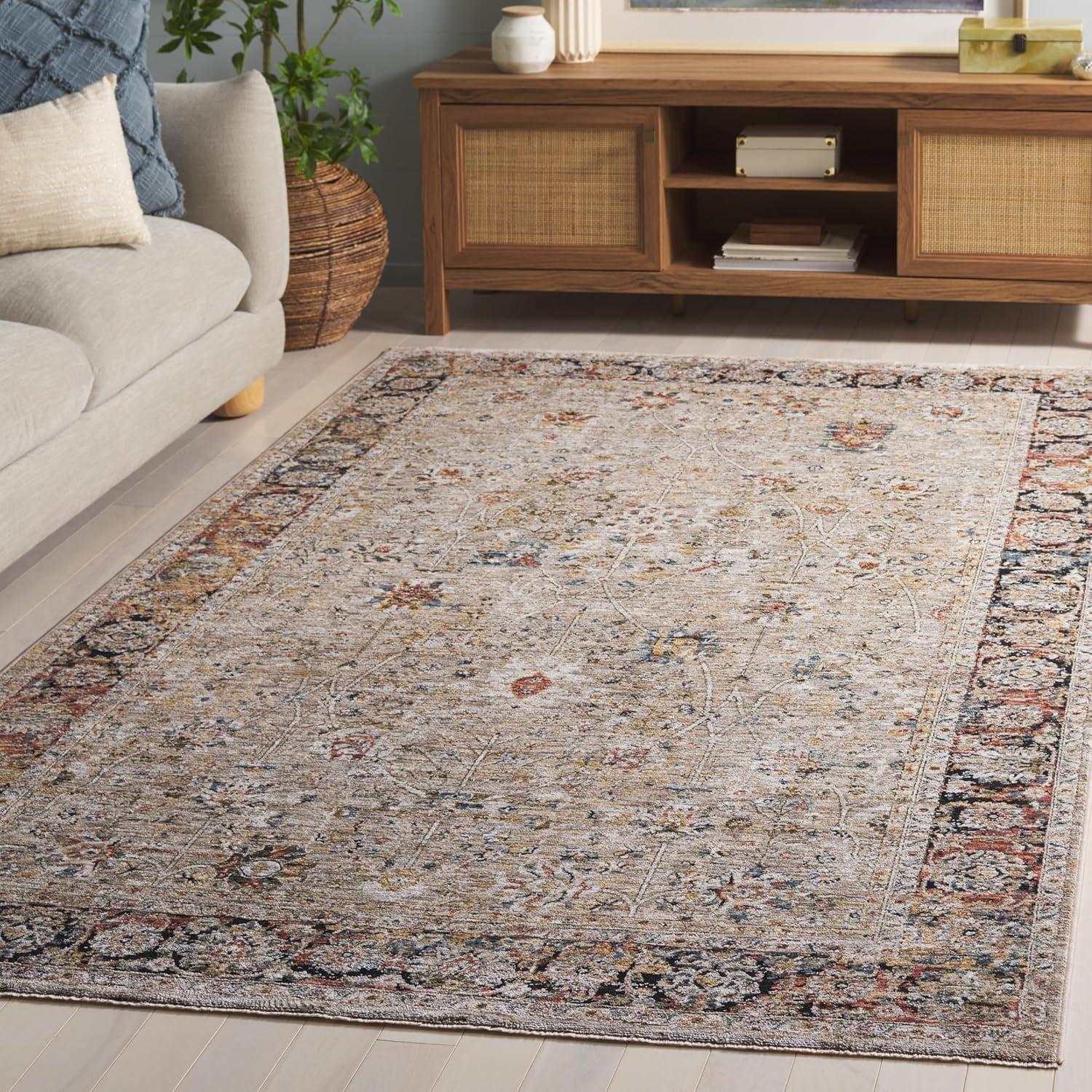 Silverado SVD112 Power Loomed Area Rug - Beige/Rust - 4'x6' - Safavieh.