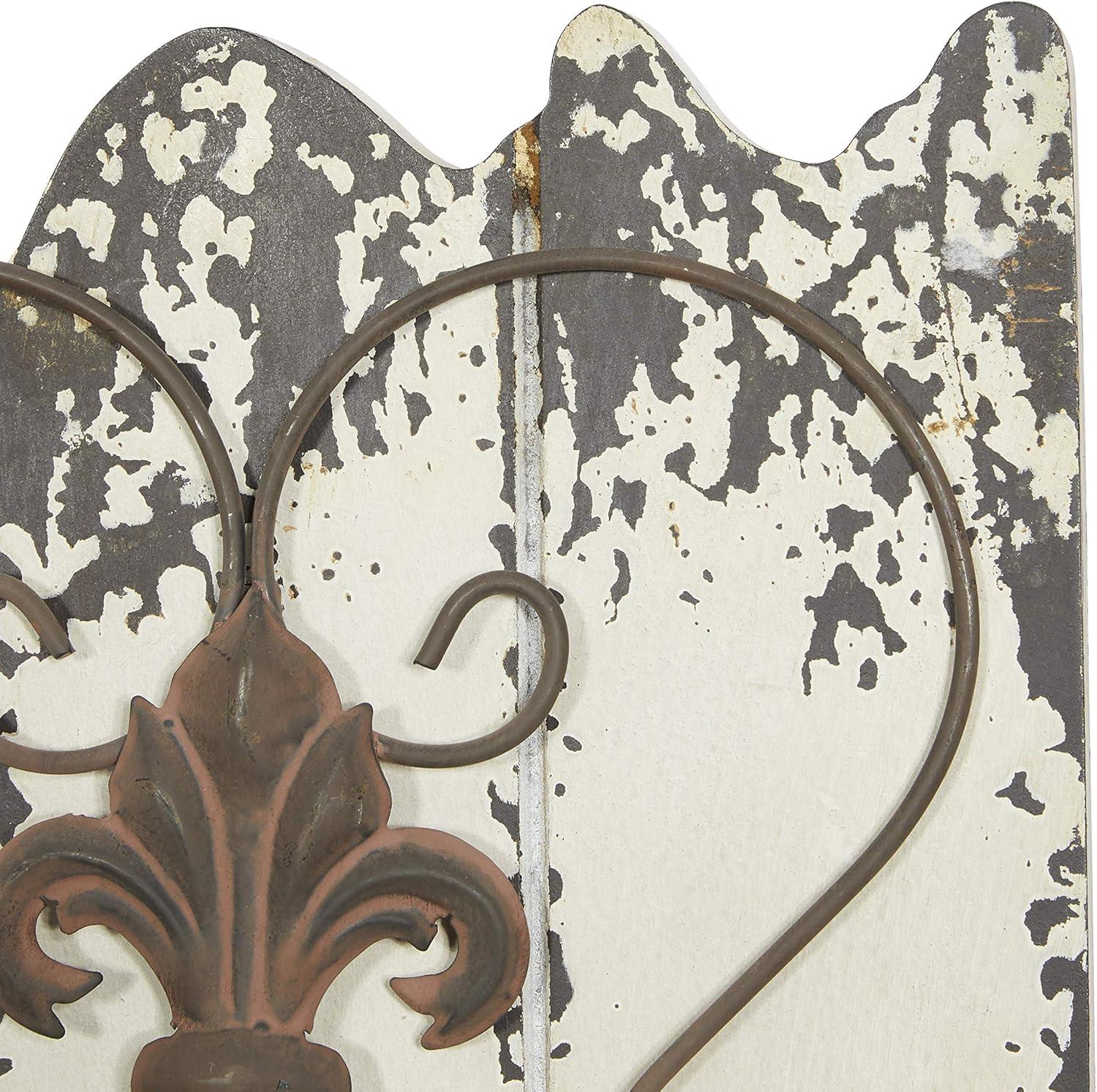 DecMode White Wood Arabesque Scroll Wall Decor (2 Count)