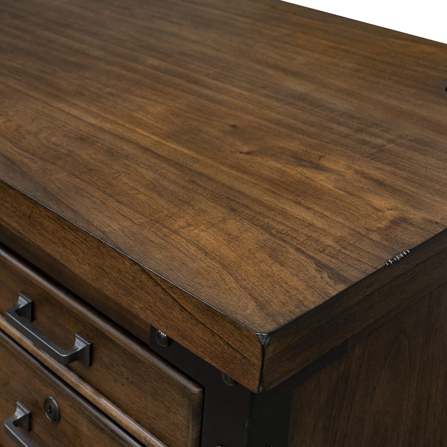 Martin Furniture Addison Half Pedestal Desk Auburn : Sturdy Office Furniture with File Storage, No Assembly Required