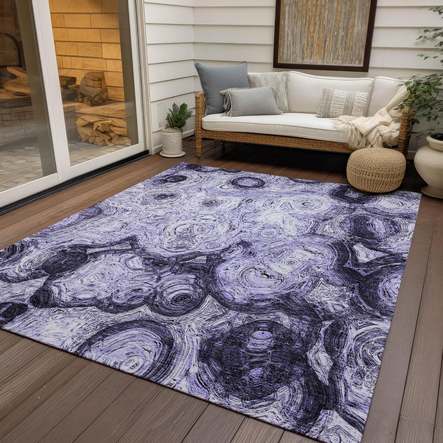 Purple Synthetic Flat Woven Rectangular 9' x 12' Area Rug