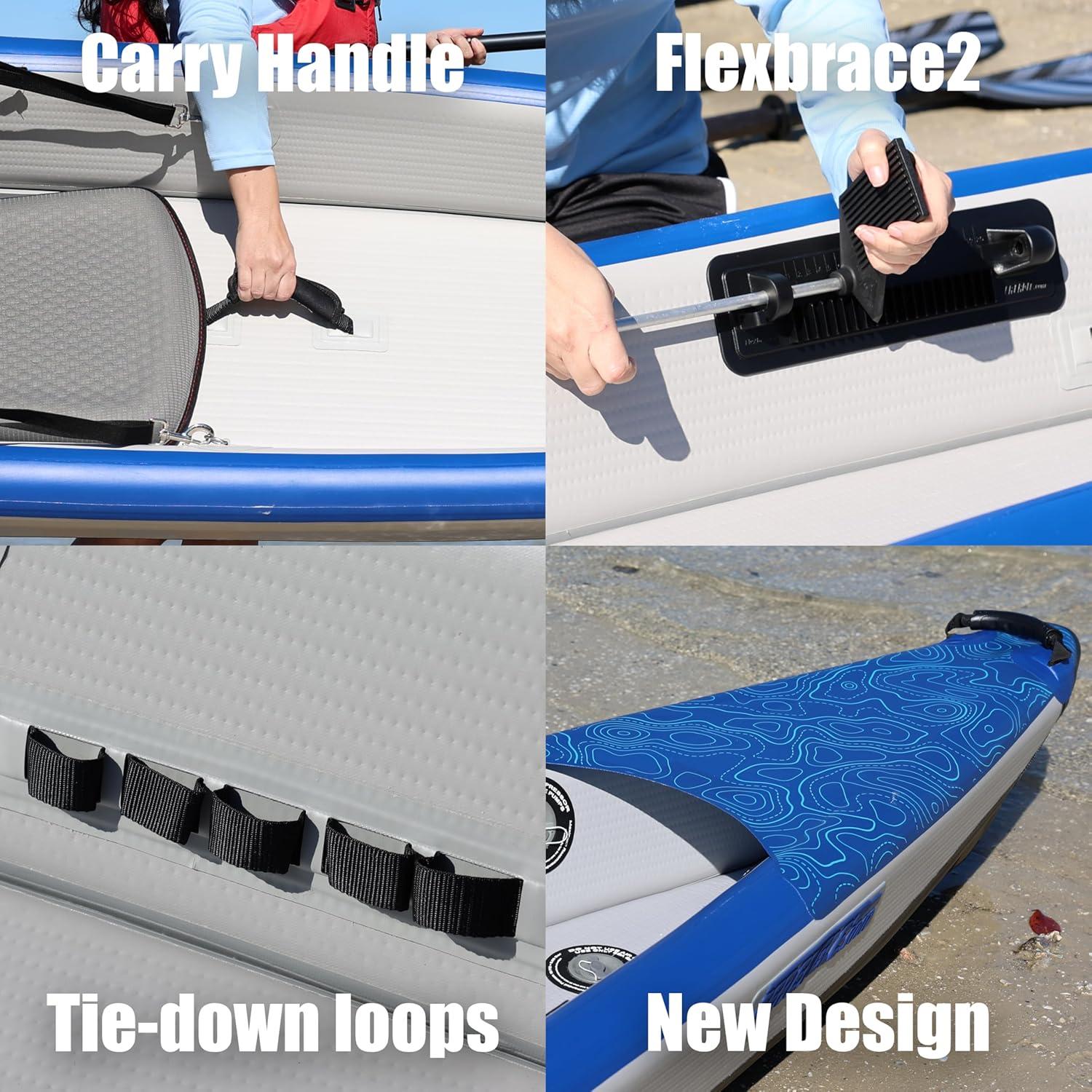 Sea Eagle RazorLite Inflatable Kayak - Lightweight, Drop Stitch, High Speed Inflatable Kayak for Touring - Solo or Tandem - w/Tall Back Seat(s), Paddle(s), Backpack, Skeg & Pump - Pro Package