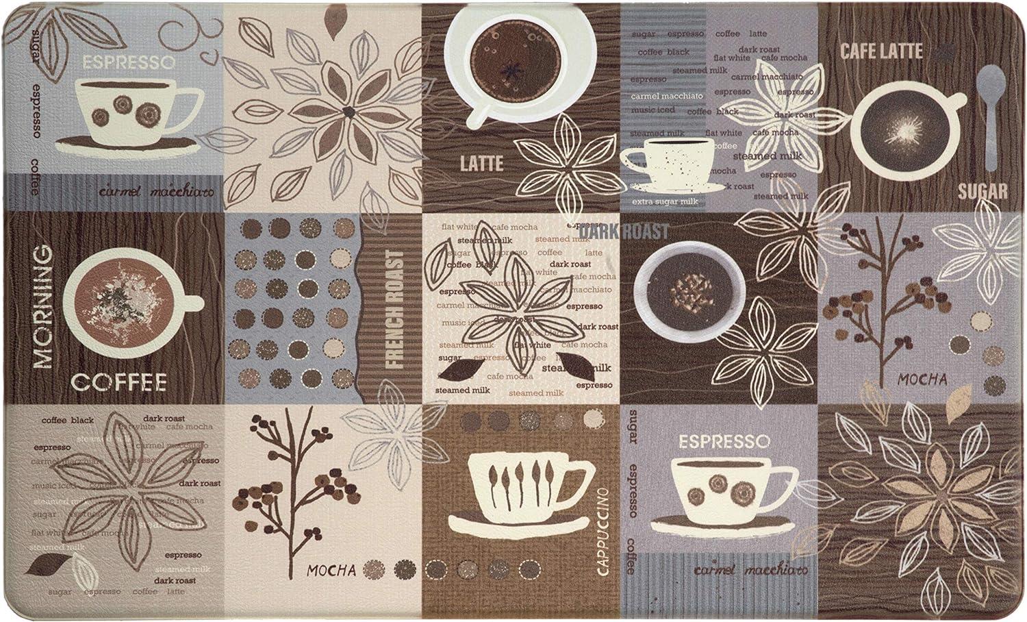 Brown Coffee Themed Anti-Fatigue Kitchen Mat 18" x 30"