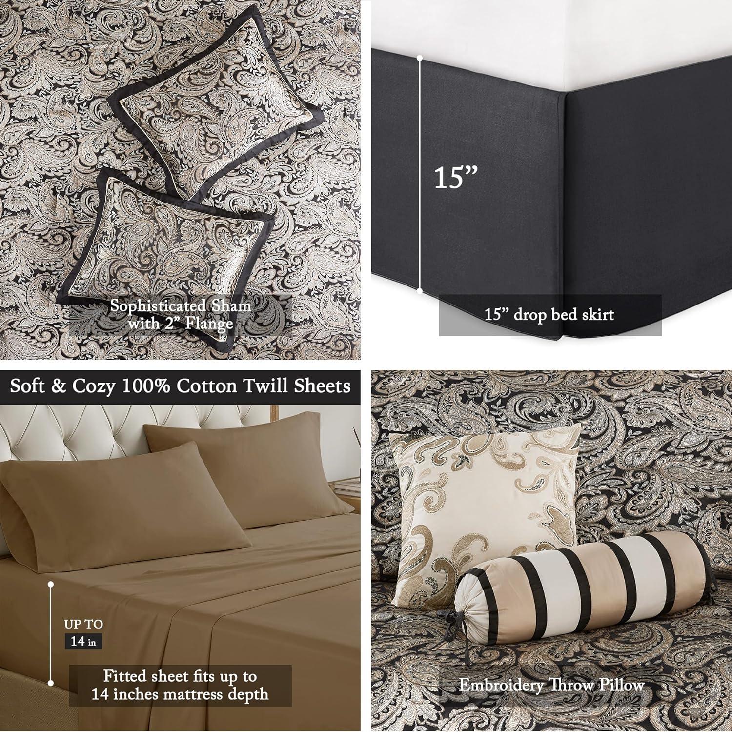 Madison Park Aubrey 12 Piece Comforter Set with Cotton Bed Sheets