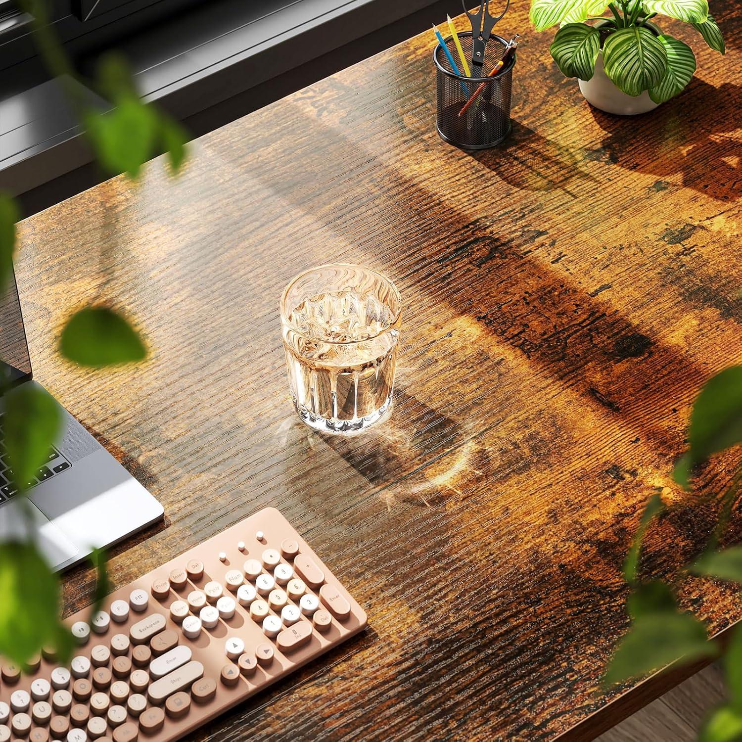 Vintage Engineered Wood Computer Desk with Steel Legs