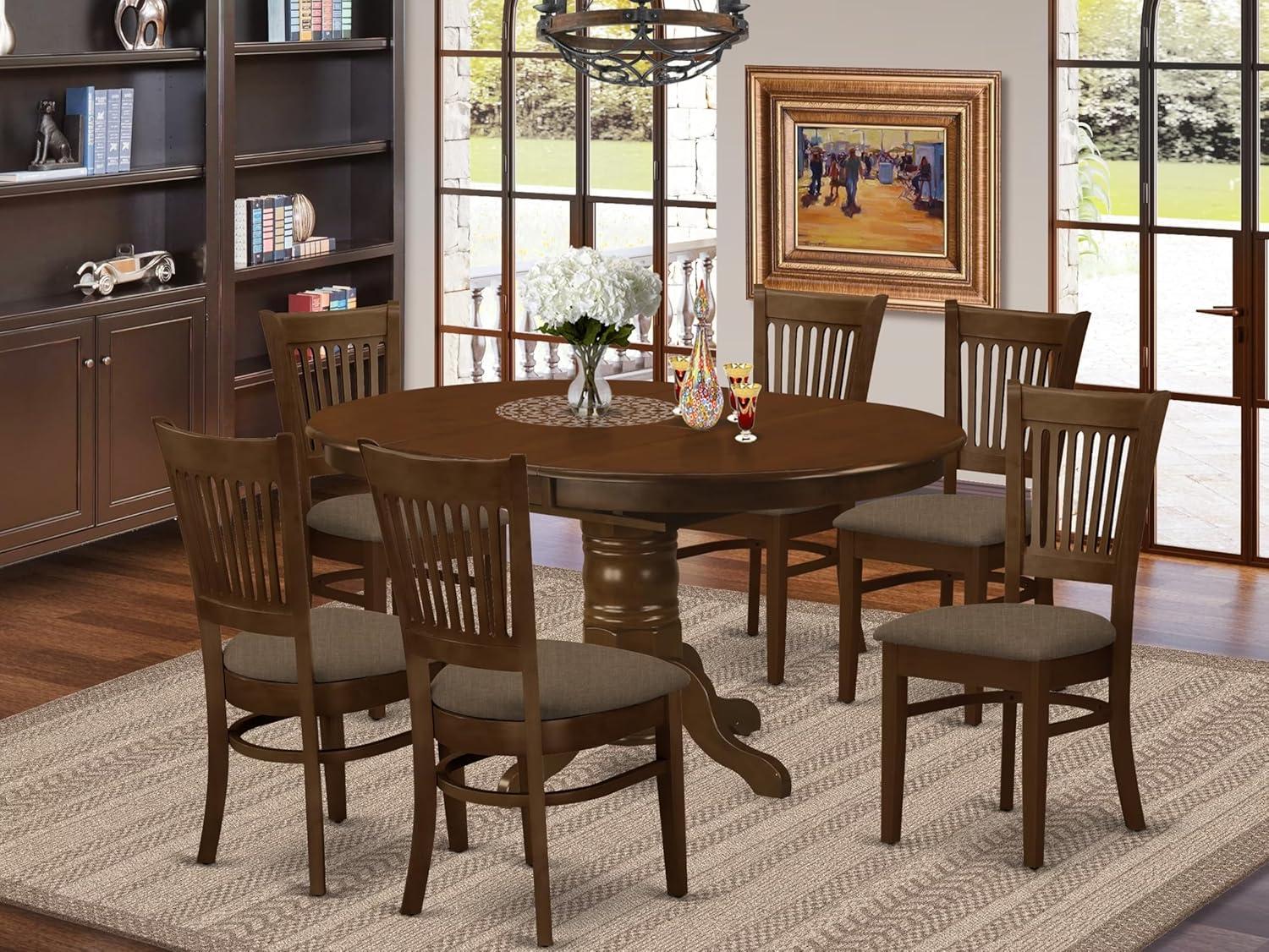 East West Furniture Kenley 7-piece Wood Dining Room Set in Espresso