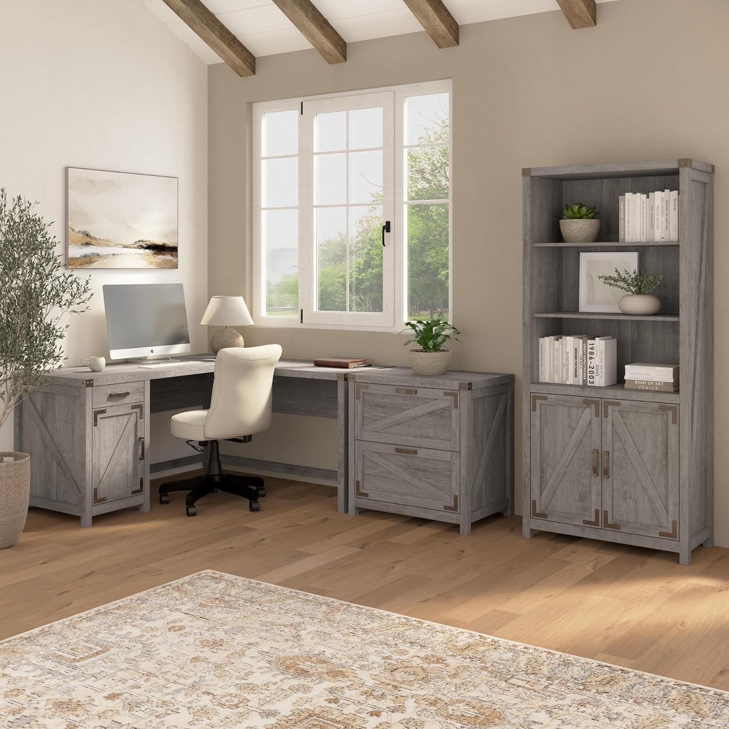 Restored Gray Modern Farmhouse 2-Drawer Lockable Lateral Filing Cabinet