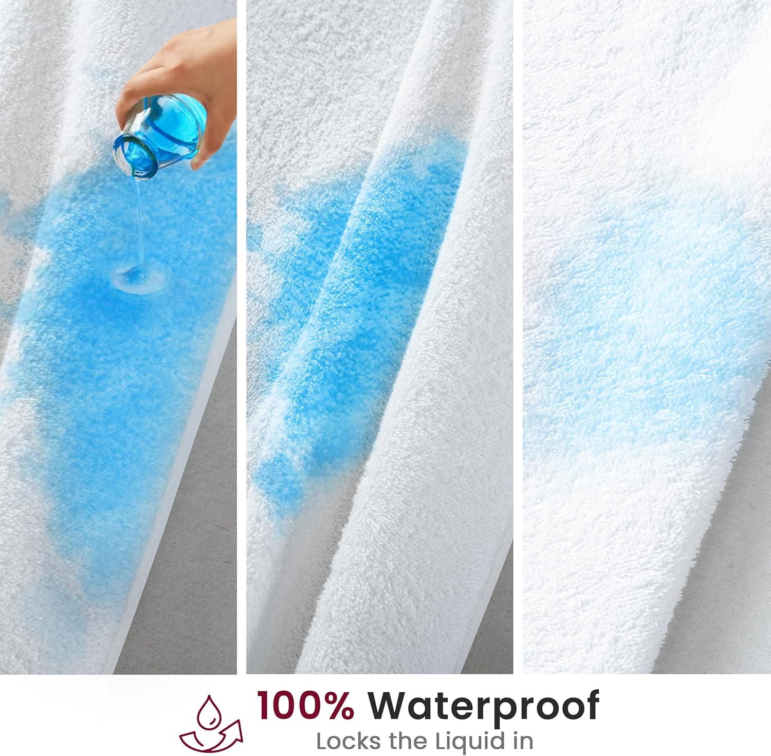 Lux Decor Collection Poly Cotton Terry Top Fitted Mattress Protector Waterproof Hypoallergenic