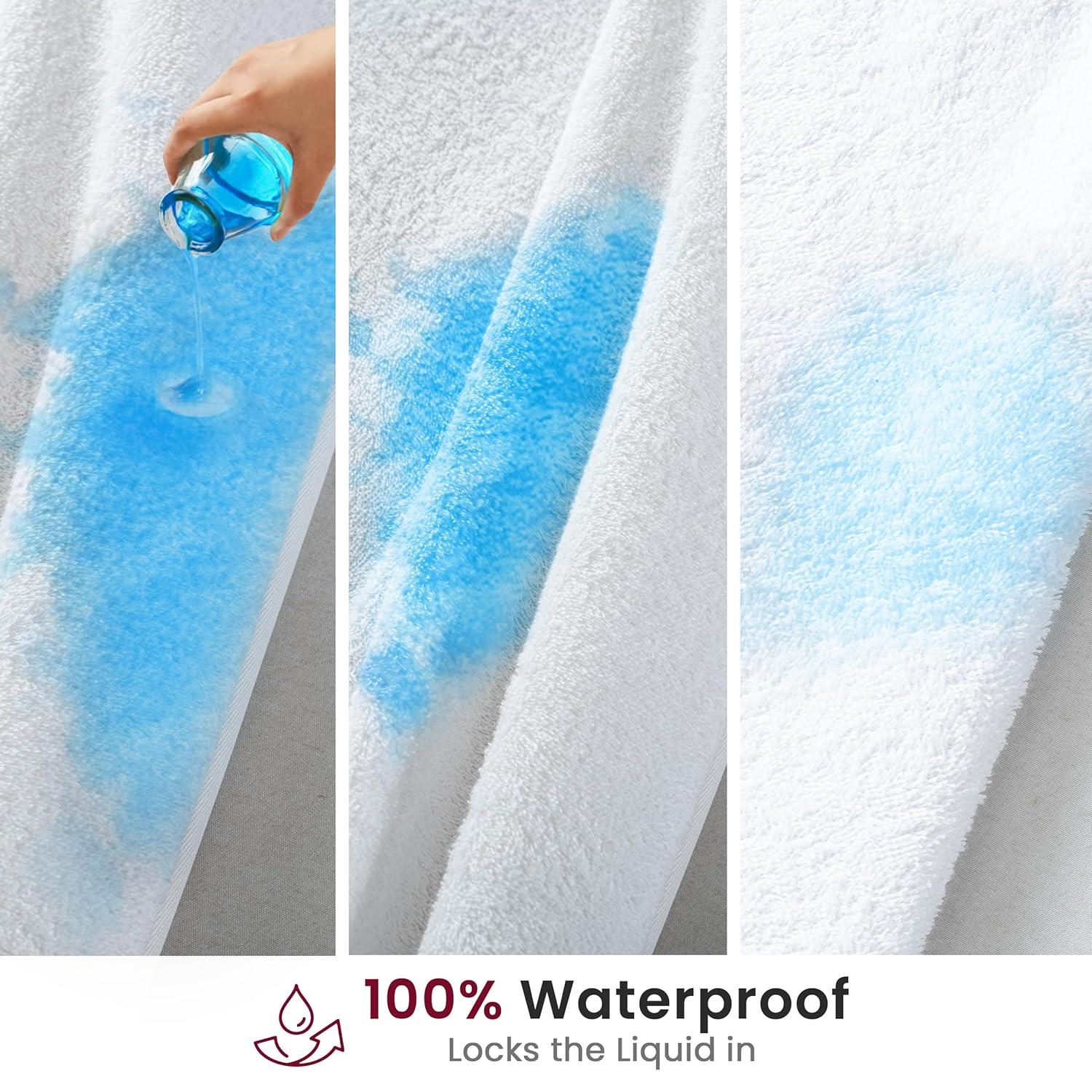 Lux Decor Collection Poly Cotton Terry Top Fitted Mattress Protector Waterproof Hypoallergenic