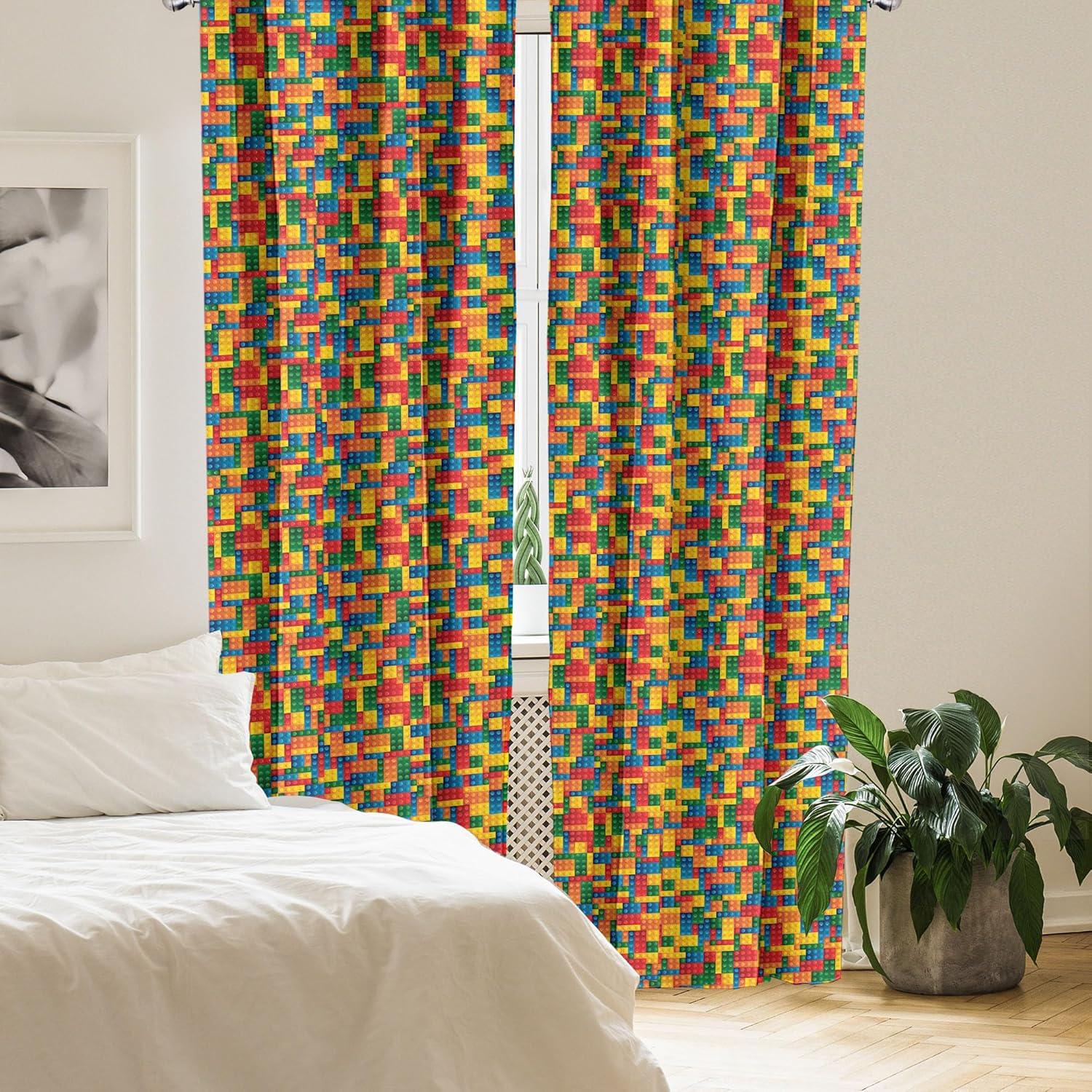 Multicolor Geometric Print Light-Filtering Rod Pocket Curtain Panels