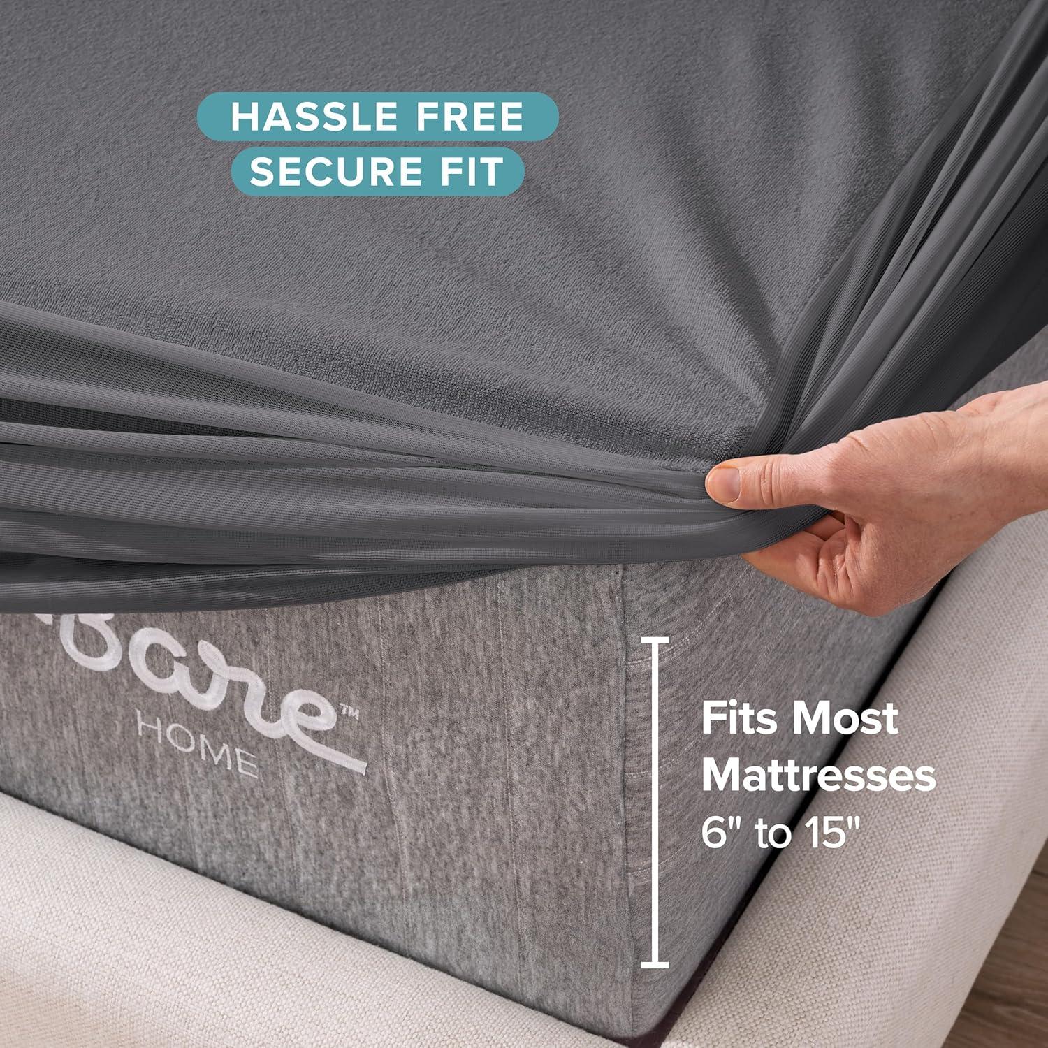 Bare Home Premium Ultra Soft Waterproof Fitted Mattress Protector