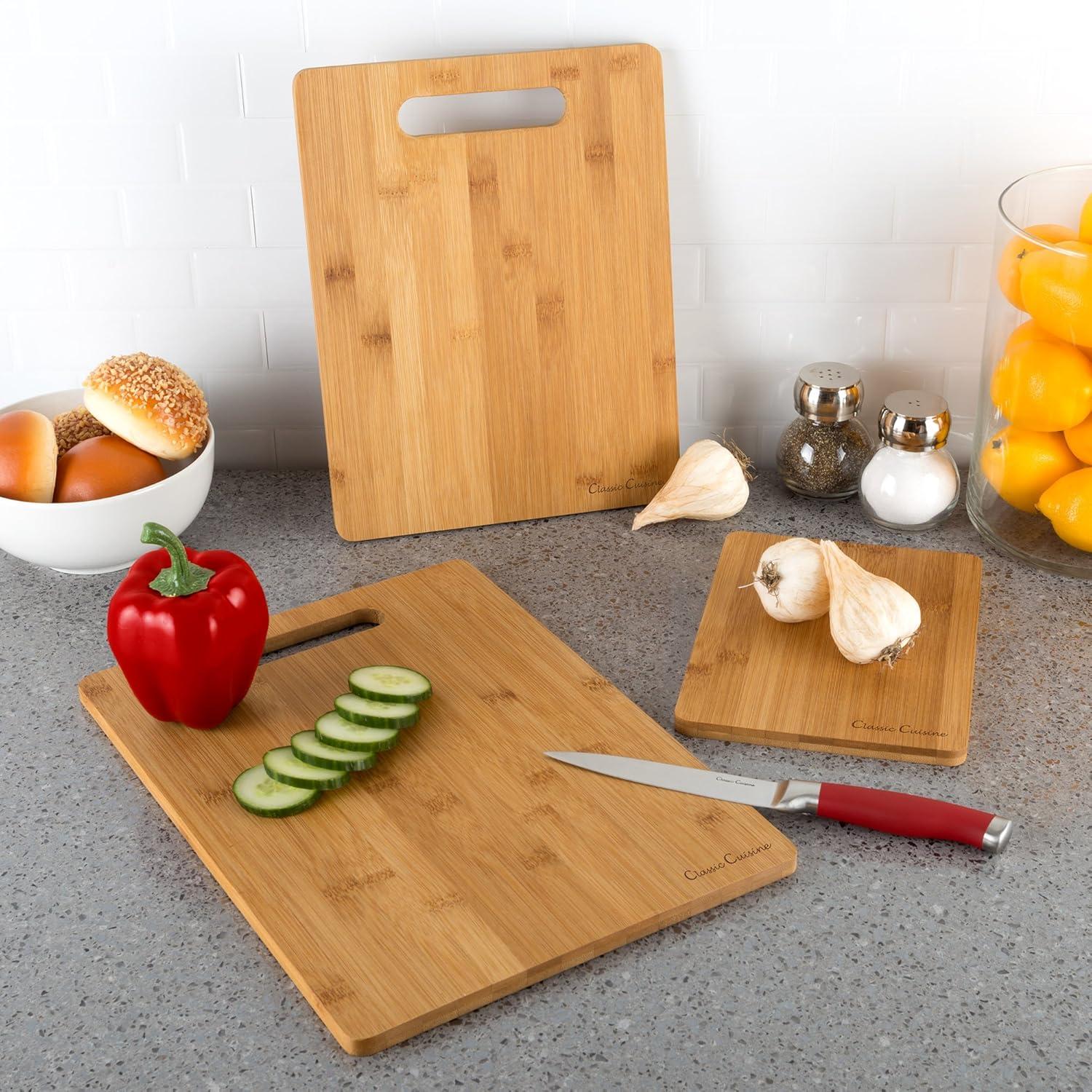 Classic Bamboo 3-Piece Rectangular Cutting Board Set