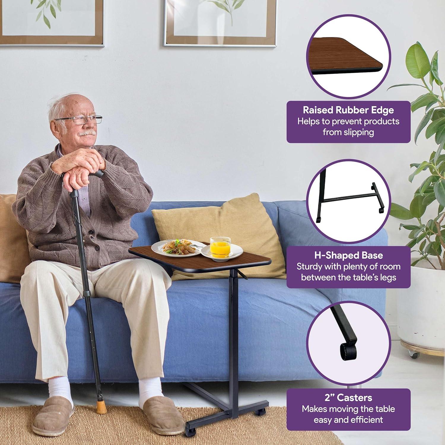 ProHeal Medical Overbed Table - Adjustable Height Bedside Hospital Bed Table with Wheels - Over Bed Hospital Tray for Home Use